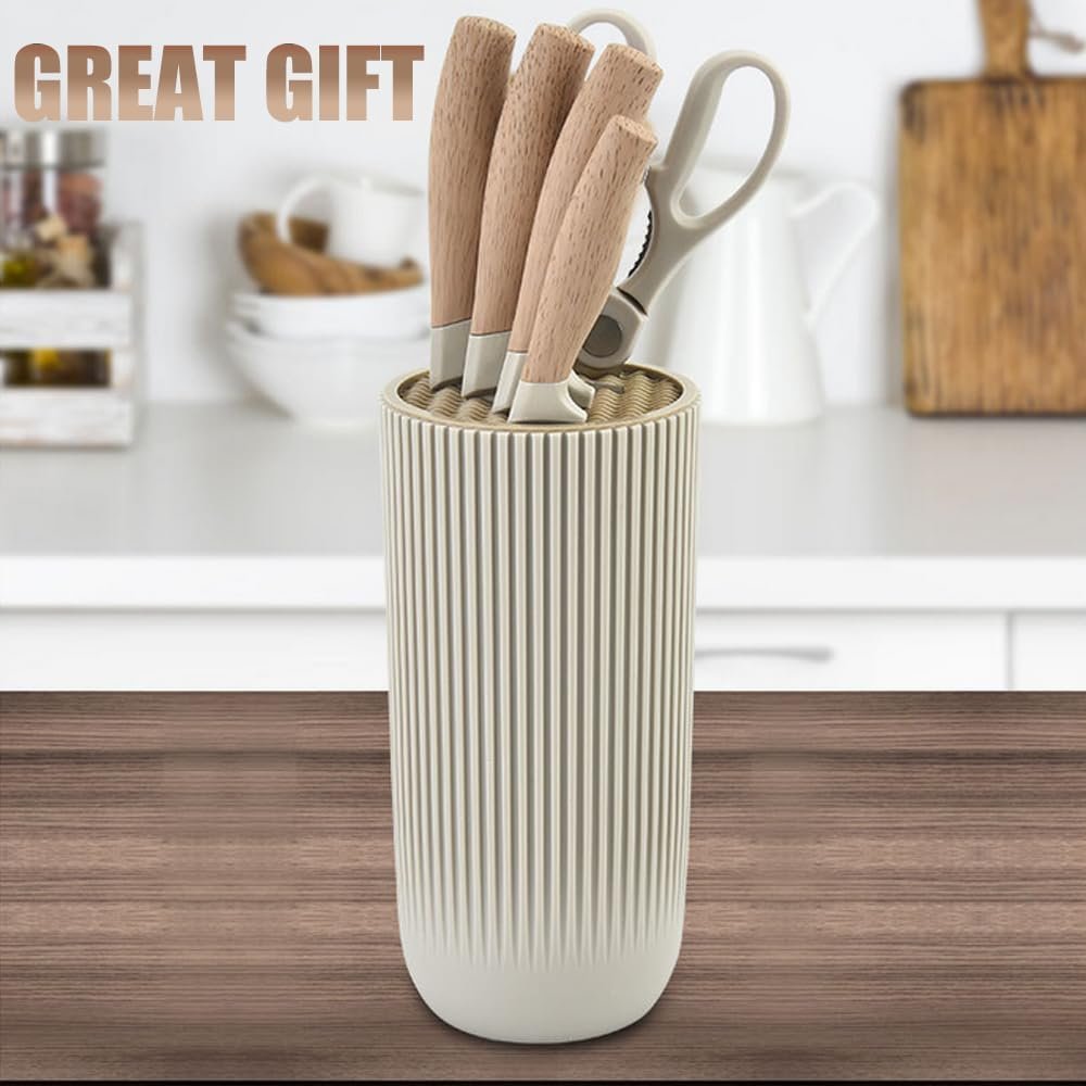 Knife Set, Wiztoynia 6-Piece Khaki Kitchen Knife Set for Home, Anti-Rust Non-stick Stainless Steel Sharp Chef Knife Set with Universal Knife Block for Kitchen, Ergonomical Design (Khaki) 7 Knife Set, Wiztoynia 6-Piece Khaki Kitchen Knife Set for Home, Anti-Rust Non-stick Stainless Steel Sharp Chef Knife Set with Universal Knife Block for Kitchen, Ergonomical Design (Khaki) - Image 7