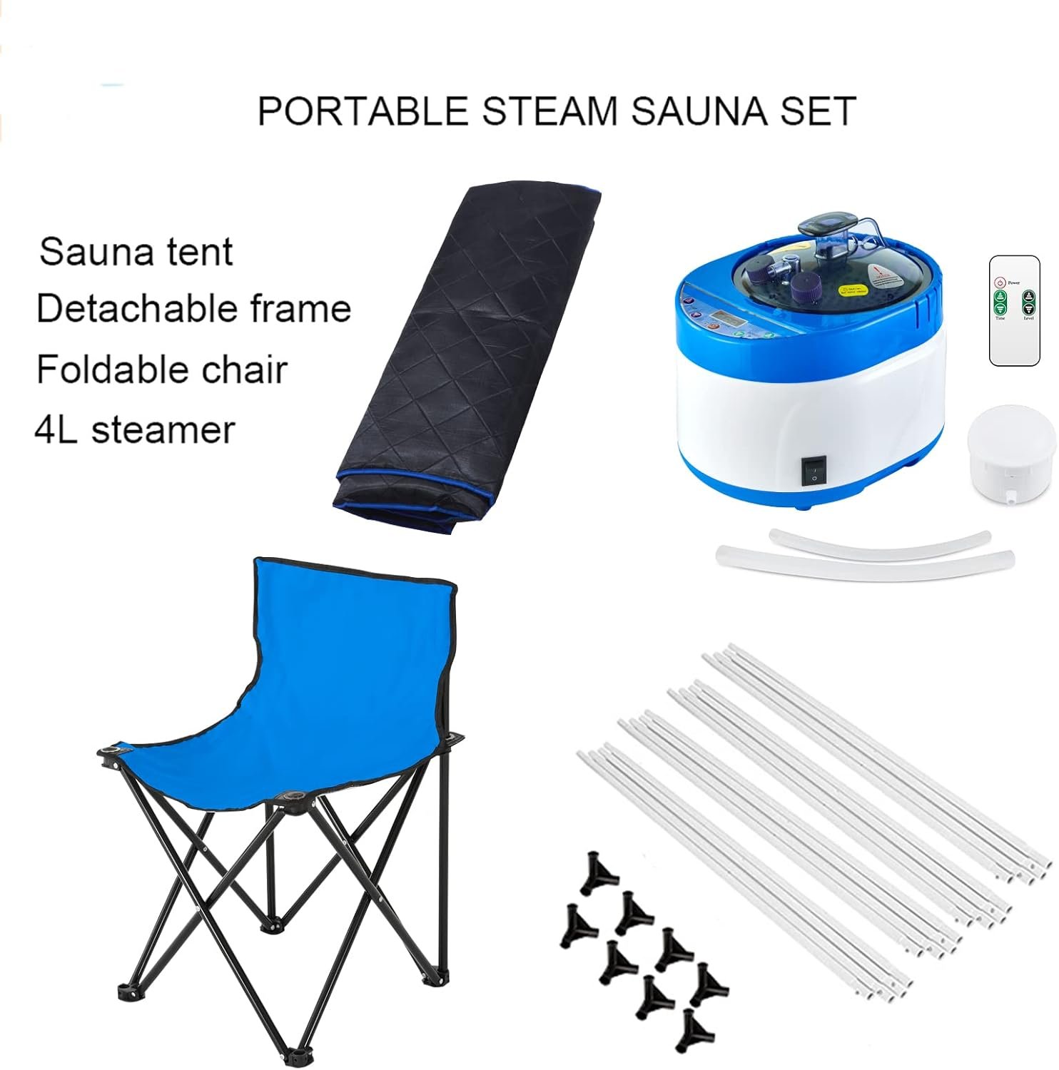 ZONEMEL Full Size Portable Steam Sauna Kit, Personal Full Body Sauna Spa for Home Relaxation, 4 Liters 1500 Watt Steamer, Remote Control, Timer, Foldable Chair (Black, Clear Door) 7 ZONEMEL Full Size Portable Steam Sauna Kit, Personal Full Body Sauna Spa for Home Relaxation, 4 Liters 1500 Watt Steamer, Remote Control, Timer, Foldable Chair (Black, Clear Door) - Image 7