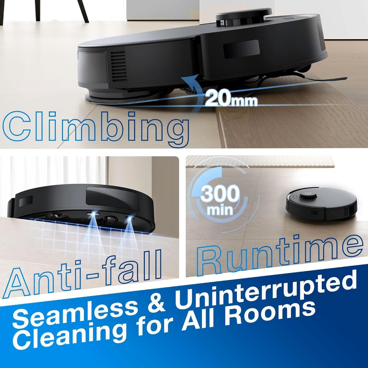 ECOVACS DEEBOT N20 Robot Vacuum Cleaner and Mop,8000Pa Strong Suction, ZeroTangle Brush, 300 Minutes Runtime,TrueMapping Intelligent Path Planning 5 ECOVACS DEEBOT N20 Robot Vacuum Cleaner and Mop,8000Pa Strong Suction, ZeroTangle Brush, 300 Minutes Runtime,TrueMapping Intelligent Path Planning - Image 5