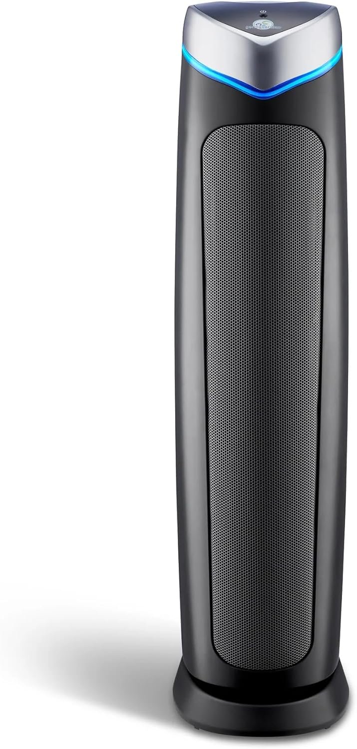 GermGuardian 5-In-1 HEPA Air Purifier for Home, Large Rooms Up To 915 Sq. Ft. with HEPA Pet Air Filter, UV-C Light & Odor Reduction, AC5250PT, 28" Tower, Black