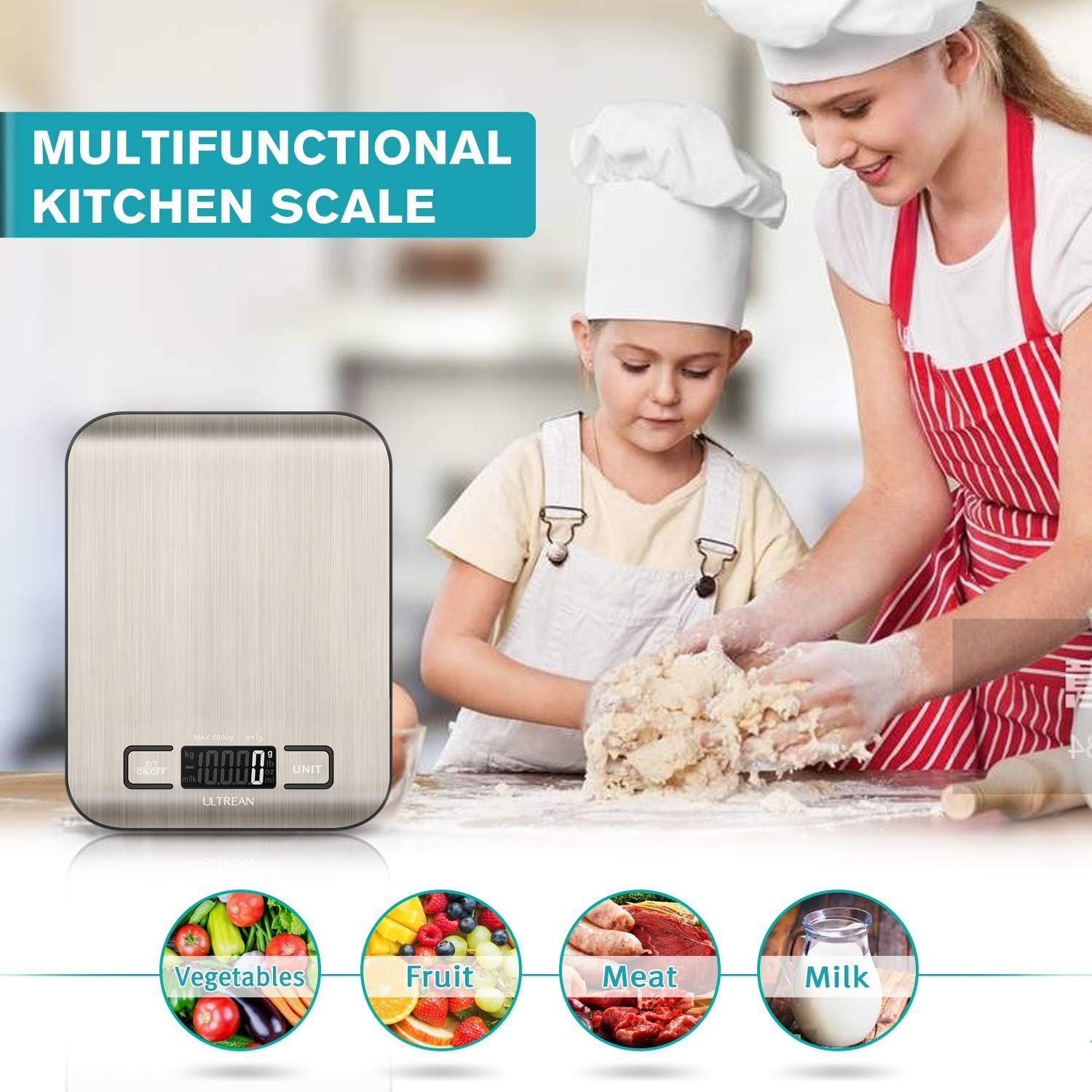 Ultrean Food Scale, Digital Kitchen Scale Weight Grams and Ounces for Baking Cooking and Meal Prep, 6 Units with Tare Function, 11lb (Batteries Included) 6 Ultrean Food Scale, Digital Kitchen Scale Weight Grams and Ounces for Baking Cooking and Meal Prep, 6 Units with Tare Function, 11lb (Batteries Included) - Image 6