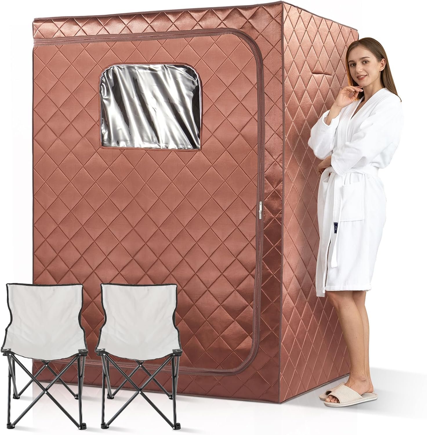 2 Person Portable Infrared Sauna, Oversize Full Body Home Sauna Spa for Relaxation & Detox, Dry Heated Saunas Tent with Remote Control, 2 Foldable Sauna Chairs(L 47.24" x W 35.43" x H 62.99")
