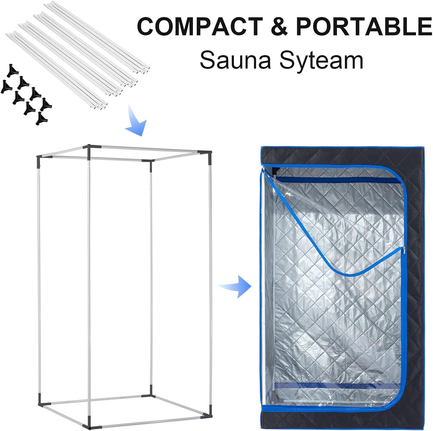 ZONEMEL Full Size Portable Steam Sauna Kit, Personal Full Body Sauna Spa for Home Relaxation, 4 Liters 1500 Watt Steamer, Remote Control, Timer, Foldable Chair (Black, Clear Door) 5 ZONEMEL Full Size Portable Steam Sauna Kit, Personal Full Body Sauna Spa for Home Relaxation, 4 Liters 1500 Watt Steamer, Remote Control, Timer, Foldable Chair (Black, Clear Door) - Image 5