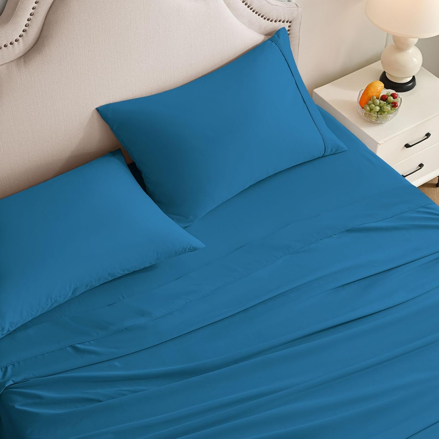 Twin Sheets Set, 3 Pieces Hotel Luxury Soft Microfiber Bed Sheets Set, Up to 16" Deep Pockets, Oeko-Tex Sheets with Elastic, Breathable, Wrinkle Free (Peacock Blue,Twin)