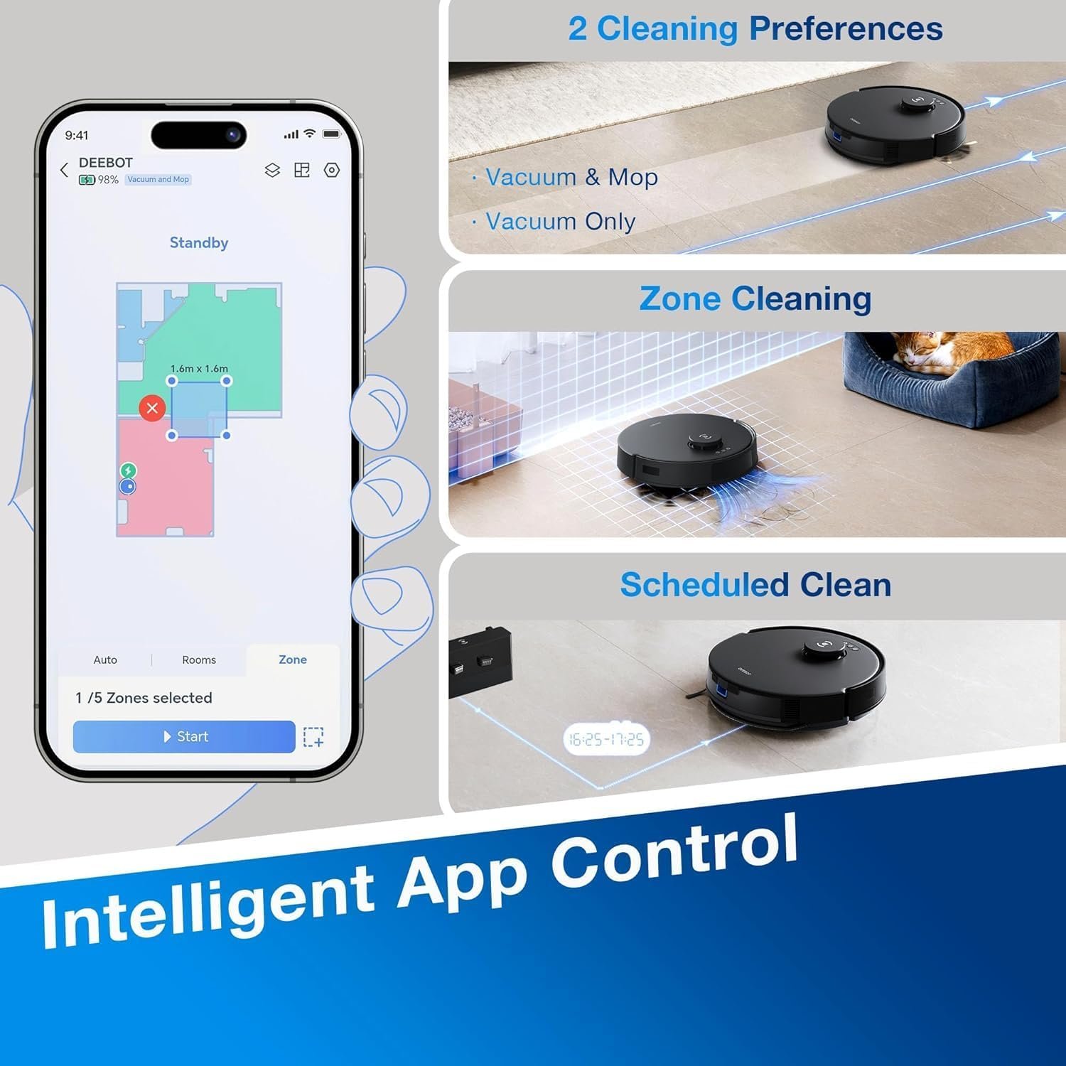 ECOVACS DEEBOT N20 Robot Vacuum Cleaner and Mop,8000Pa Strong Suction, ZeroTangle Brush, 300 Minutes Runtime,TrueMapping Intelligent Path Planning 6 ECOVACS DEEBOT N20 Robot Vacuum Cleaner and Mop,8000Pa Strong Suction, ZeroTangle Brush, 300 Minutes Runtime,TrueMapping Intelligent Path Planning - Image 6