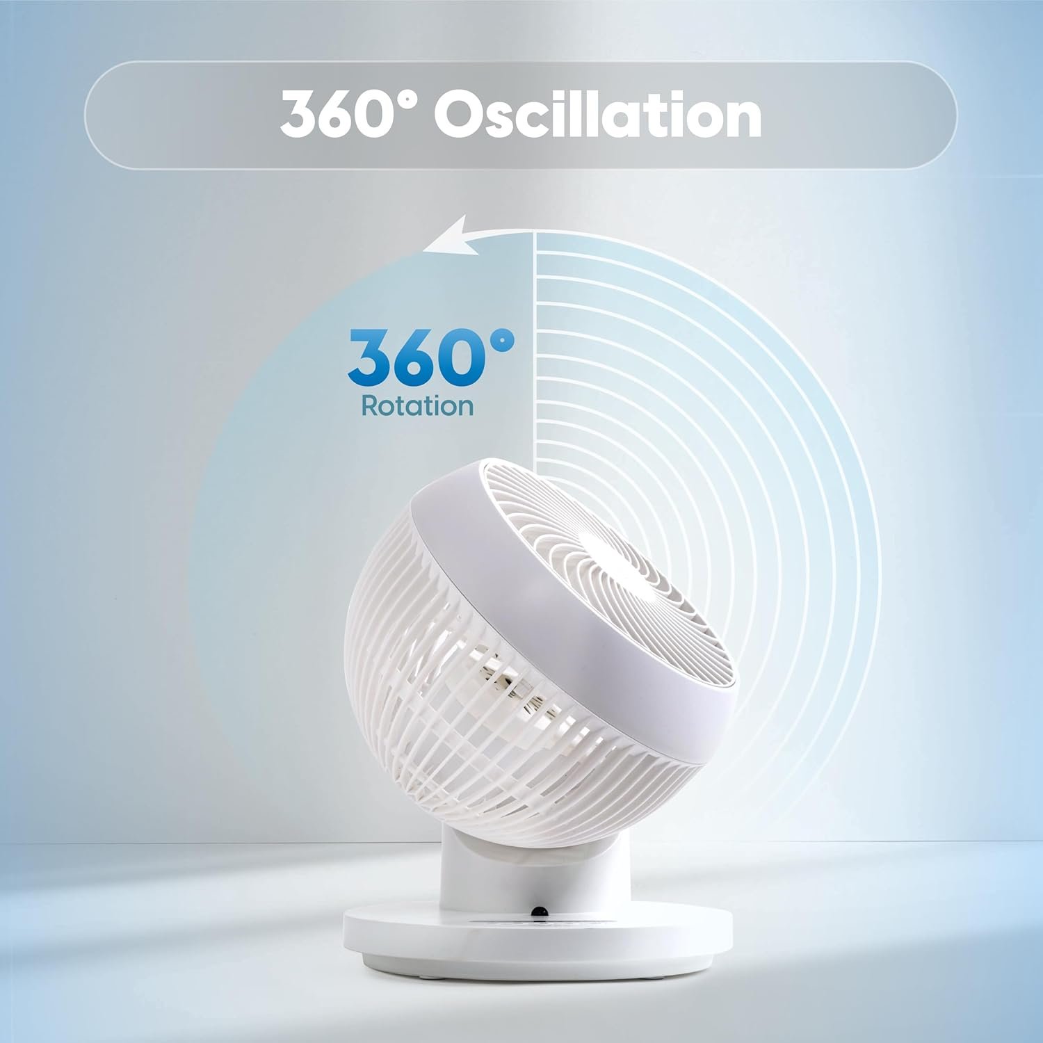 IRIS USA WOOZOO Desk Fan with Remote, 360° Oscillating Table Air Circulator, 3 Speeds, 52ft Max Air Distance, Adjustable Tilt, 13 Inches, Low Noise Motor, Small Fan for Bedroom, Office, Dorm, White 3 IRIS USA WOOZOO Desk Fan with Remote, 360° Oscillating Table Air Circulator, 3 Speeds, 52ft Max Air Distance, Adjustable Tilt, 13 Inches, Low Noise Motor, Small Fan for Bedroom, Office, Dorm, White - Image 3