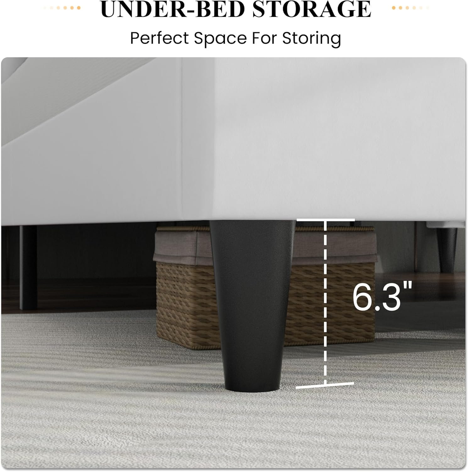 SHA CERLIN Full Bed Frame/Velvet Upholstered Platform Bed Frame with Headboard/Strong Wood Slats Support/Mattress Foundation/No Box Spring Needed/Easy Assembly/White 7 SHA CERLIN Full Bed Frame/Velvet Upholstered Platform Bed Frame with Headboard/Strong Wood Slats Support/Mattress Foundation/No Box Spring Needed/Easy Assembly/White - Image 7