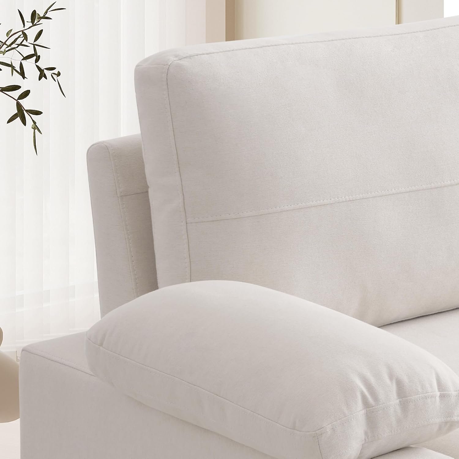 75" Couch for Living Room,3 Seater Sofa,Linen Fabric Deep Seat Couches with Upholstered Cushion and Storage Armrests for Small Space, Apartment(Beige) 7 75" Couch for Living Room,3 Seater Sofa,Linen Fabric Deep Seat Couches with Upholstered Cushion and Storage Armrests for Small Space, Apartment(Beige) - Image 7