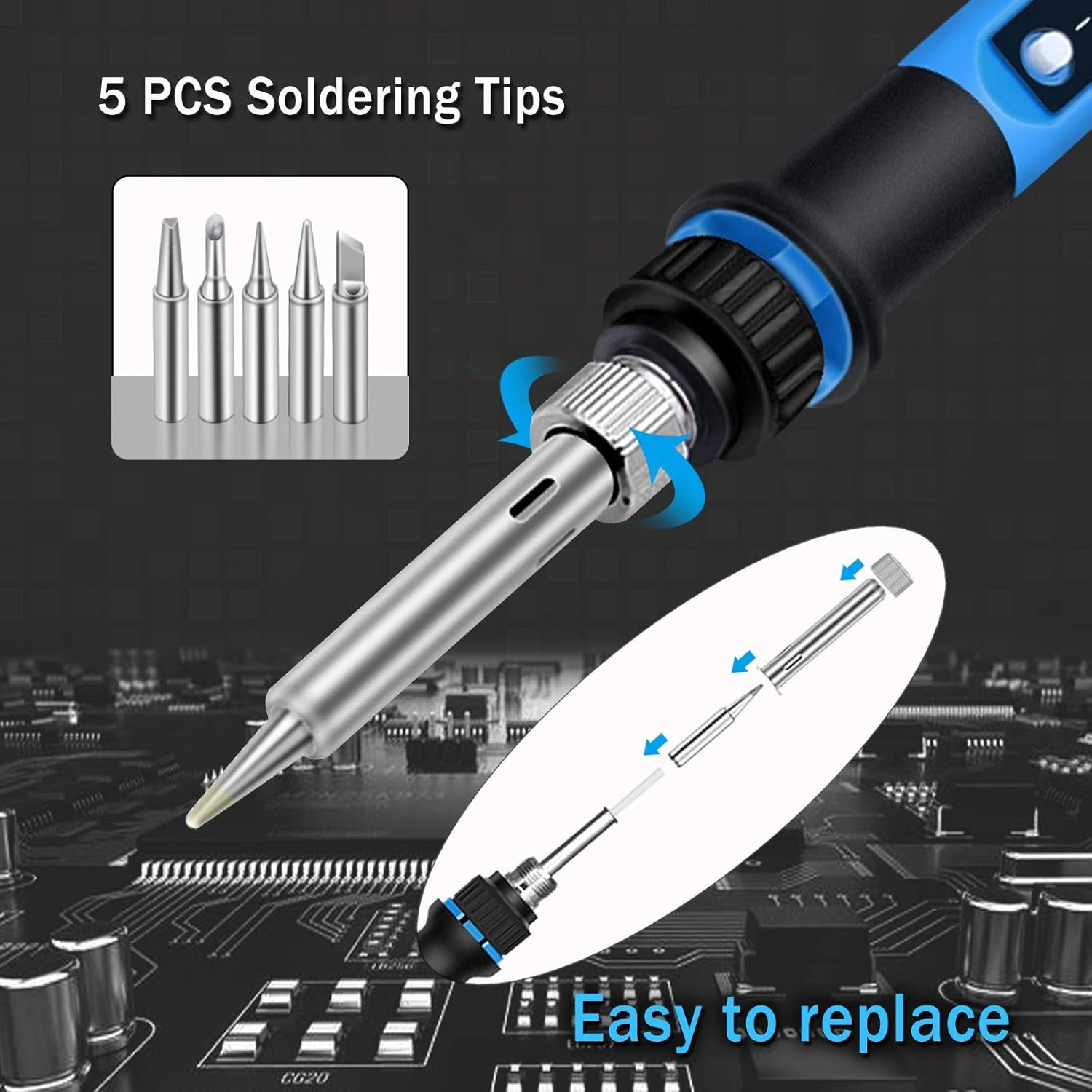 Soldering Iron Kit, 80W 110V Fast Heat up in 10s LCD Digital Adjustable Temperature Soldering Gun Thermostatic Soldering Kit for Electronic 5 Soldering Iron Kit, 80W 110V Fast Heat up in 10s LCD Digital Adjustable Temperature Soldering Gun Thermostatic Soldering Kit for Electronic - Image 5