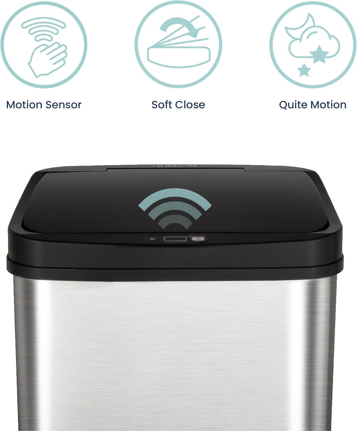 NINESTARS DZT-50-28 Automatic Touchless Motion Sensor Rectangular Trash Can, 13 Gal, Black Trim 2 NINESTARS DZT-50-28 Automatic Touchless Motion Sensor Rectangular Trash Can, 13 Gal, Black Trim - Image 2