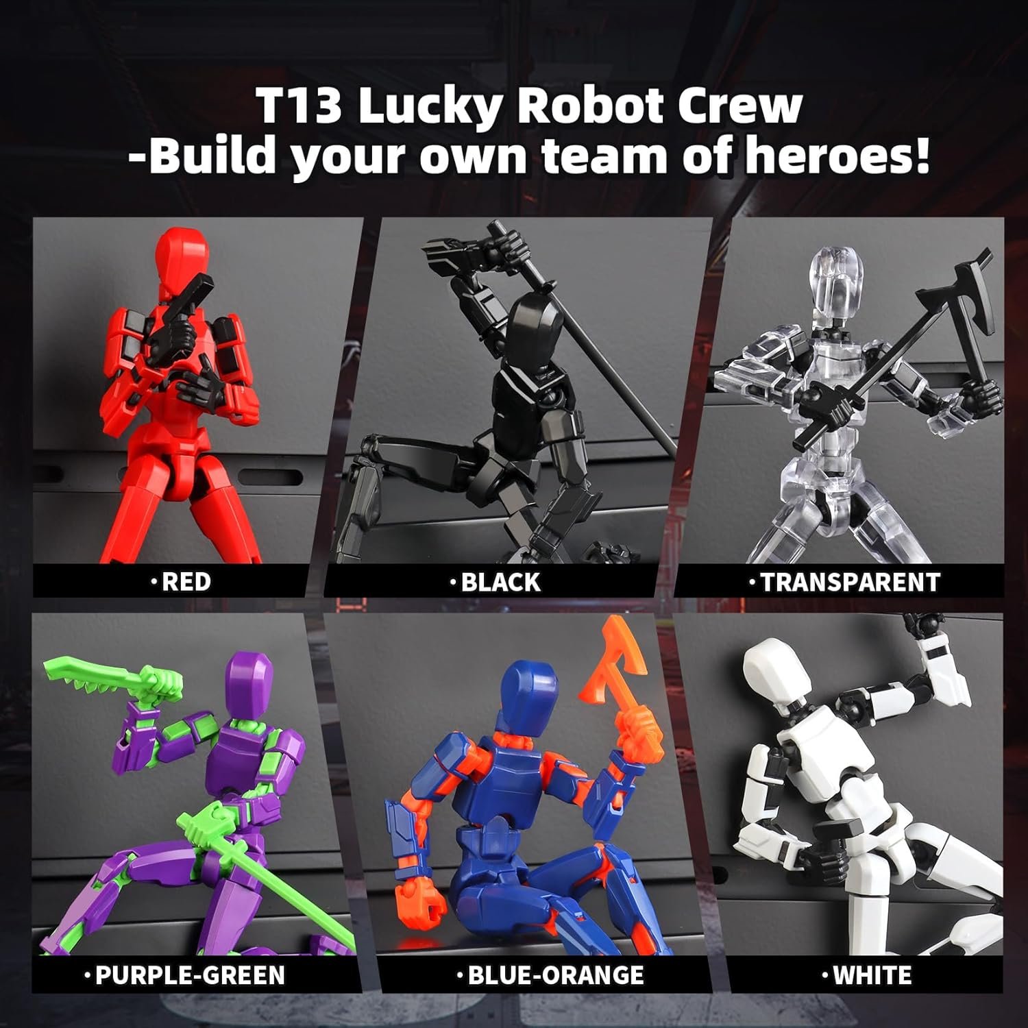 T13 Action Figure Set, 6PCS T 13 Robot Action Figure Titan 13 3D Printed Toys Articulated, for Modeling Enthusiasts Etc Birthday Gifts & Children's Day Gifts for Kids 5-8 Years Old(Assembly Required) 3 T13 Action Figure Set, 6PCS T 13 Robot Action Figure Titan 13 3D Printed Toys Articulated, for Modeling Enthusiasts Etc Birthday Gifts & Children's Day Gifts for Kids 5-8 Years Old(Assembly Required) - Image 3
