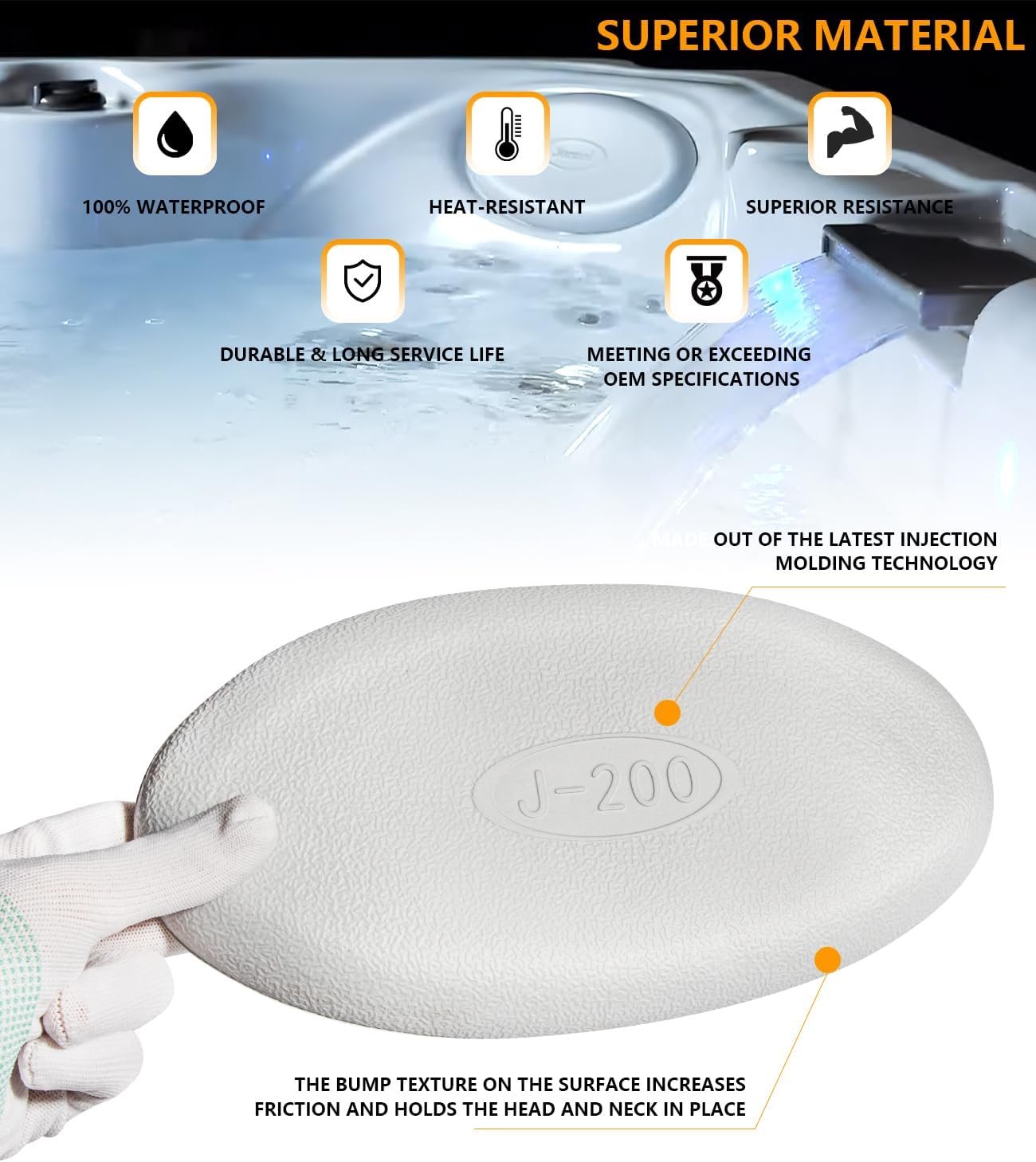4PCS 2472-828 Replacement Headrest Pillow for Jacuzzi All J-200 Model Spas Including J-230, J-235, J-245, J-270, J-275 and J-280, Does Not Fit J-225 and J-215 Built 2016+ 4 4PCS 2472-828 Replacement Headrest Pillow for Jacuzzi All J-200 Model Spas Including J-230, J-235, J-245, J-270, J-275 and J-280, Does Not Fit J-225 and J-215 Built 2016+ - Image 4