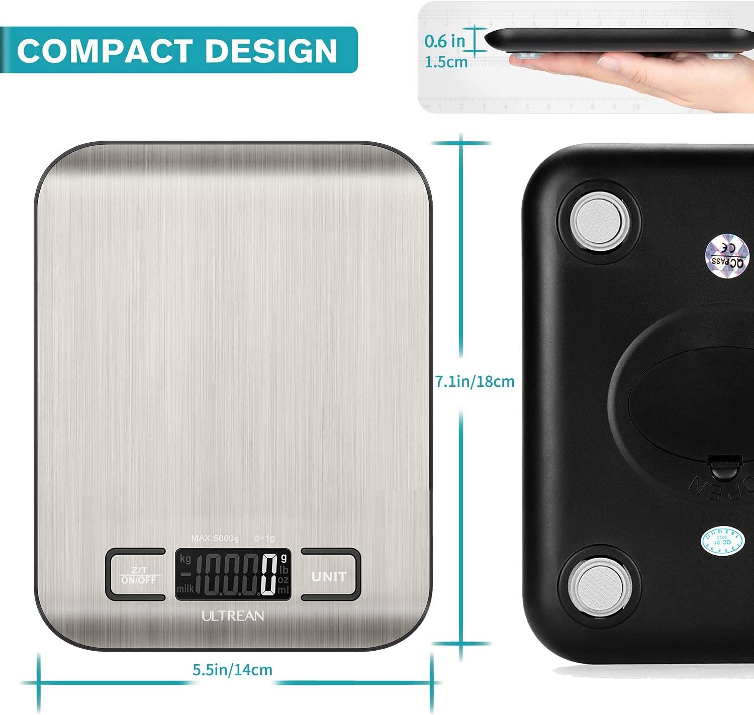 Ultrean Food Scale, Digital Kitchen Scale Weight Grams and Ounces for Baking Cooking and Meal Prep, 6 Units with Tare Function, 11lb (Batteries Included) 7 Ultrean Food Scale, Digital Kitchen Scale Weight Grams and Ounces for Baking Cooking and Meal Prep, 6 Units with Tare Function, 11lb (Batteries Included) - Image 7