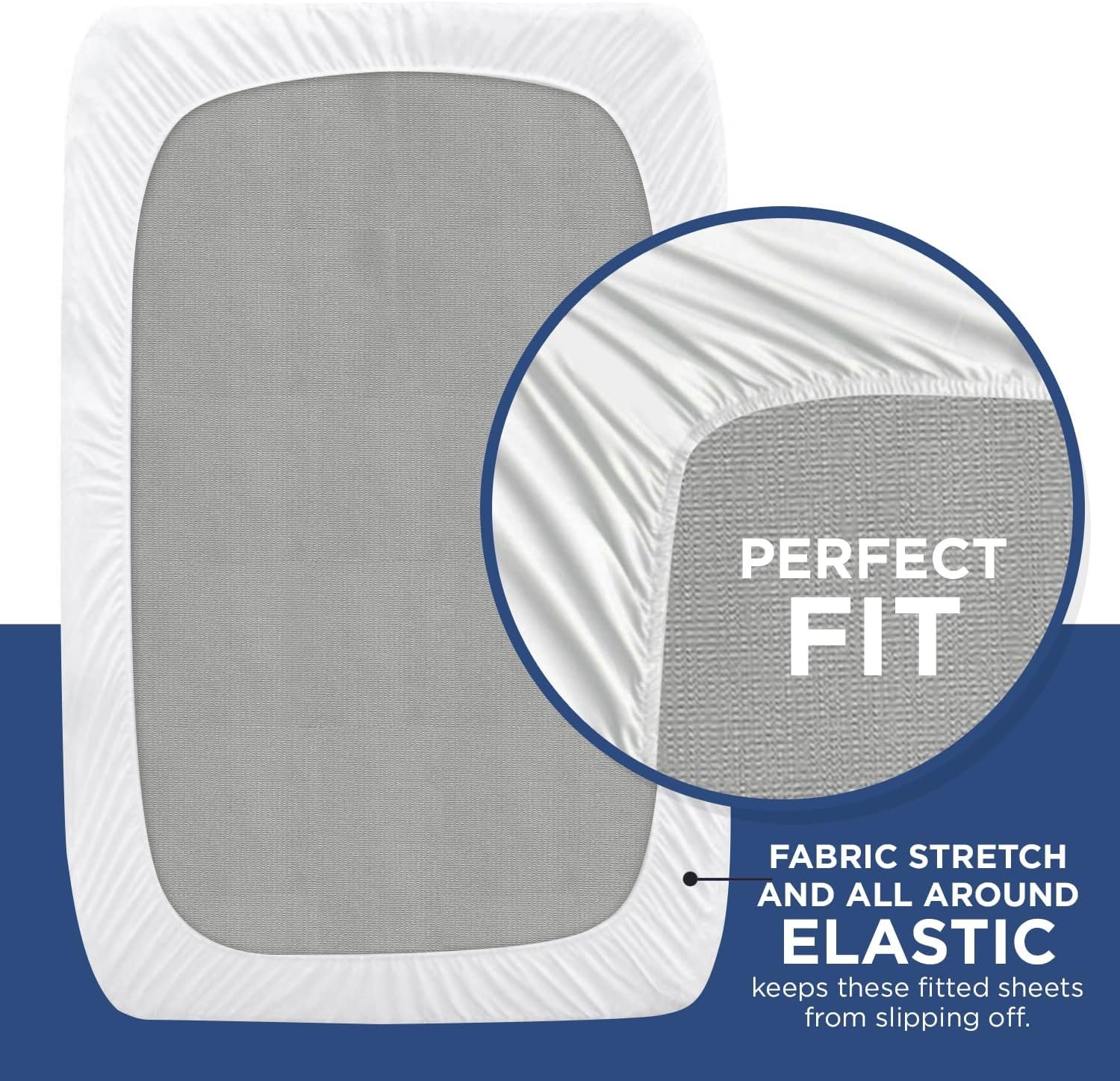 4 Pack Fitted Hospital Bed Sheets with Elastic All Around for a Cotton Rich Soft Knitted Jersey Sheet, 36” x 84” x 12”