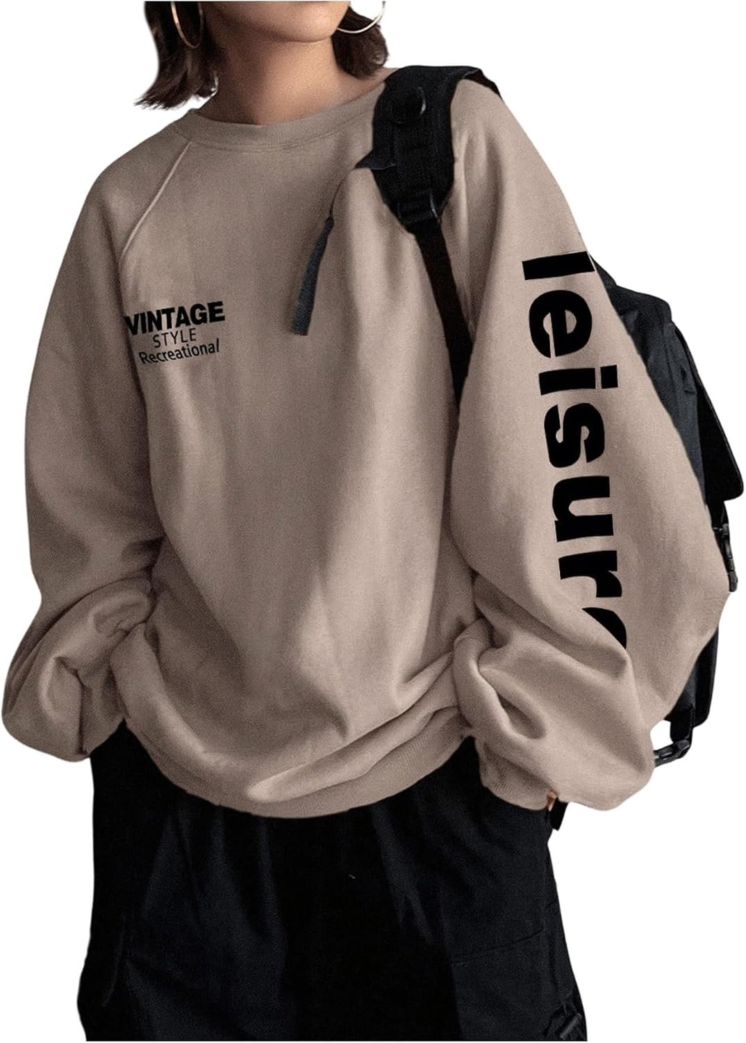 SHENHE Women's Graphic Crew Neck Oversized Sweatshirts Raglan Sleeve Vintage Sweatshirt