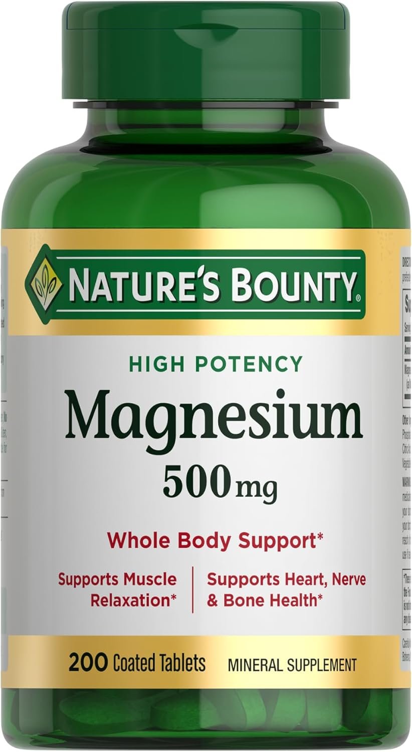 Nature’s Bounty Magnesium, Bone and Muscle Health, Whole Body Support, Tablets, 500 Mg, 200 Ct