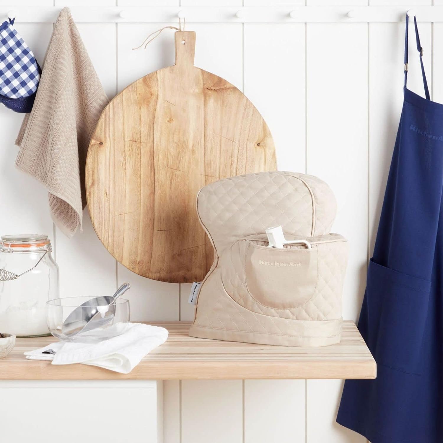 KITCHENAID Fitted Tilt-Head Stand Mixer Cover with Storage Pocket, Quilted 100% Cotton,14.4"x18"x10", Milkshake 2 KITCHENAID Fitted Tilt-Head Stand Mixer Cover with Storage Pocket, Quilted 100% Cotton,14.4"x18"x10", Milkshake - Image 2