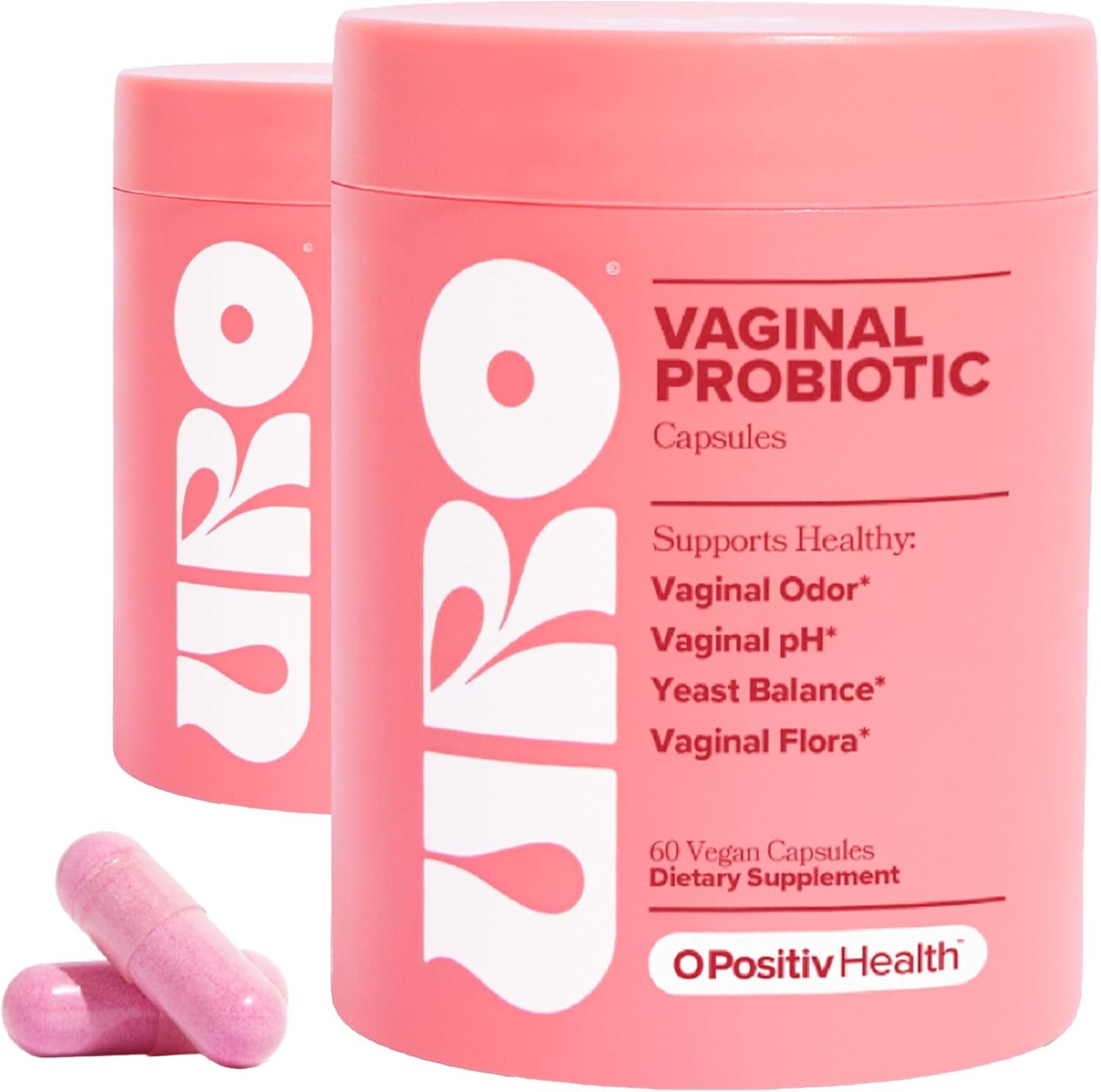 URO Vaginal Probiotics for Women pH Balance with Prebiotics & Lactobacillus Blend - Womens Health Supplement - Promote Healthy Vaginal Odor & Vaginal Flora, 60 Count (Pack of 2)