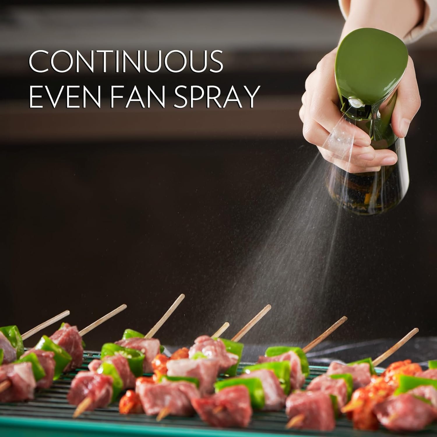 FLAIROSOL OLIVIA Oil Sprayer for Cooking, 200ml Glass Olive Oil Sprayer, Continuous Cooking Spray with Portion Control, Oil Dispenser for Kitchen, Air Fryer, Salad, BBQ (Green Bottle, Gold Print) 3 FLAIROSOL OLIVIA Oil Sprayer for Cooking, 200ml Glass Olive Oil Sprayer, Continuous Cooking Spray with Portion Control, Oil Dispenser for Kitchen, Air Fryer, Salad, BBQ (Green Bottle, Gold Print) - Image 3