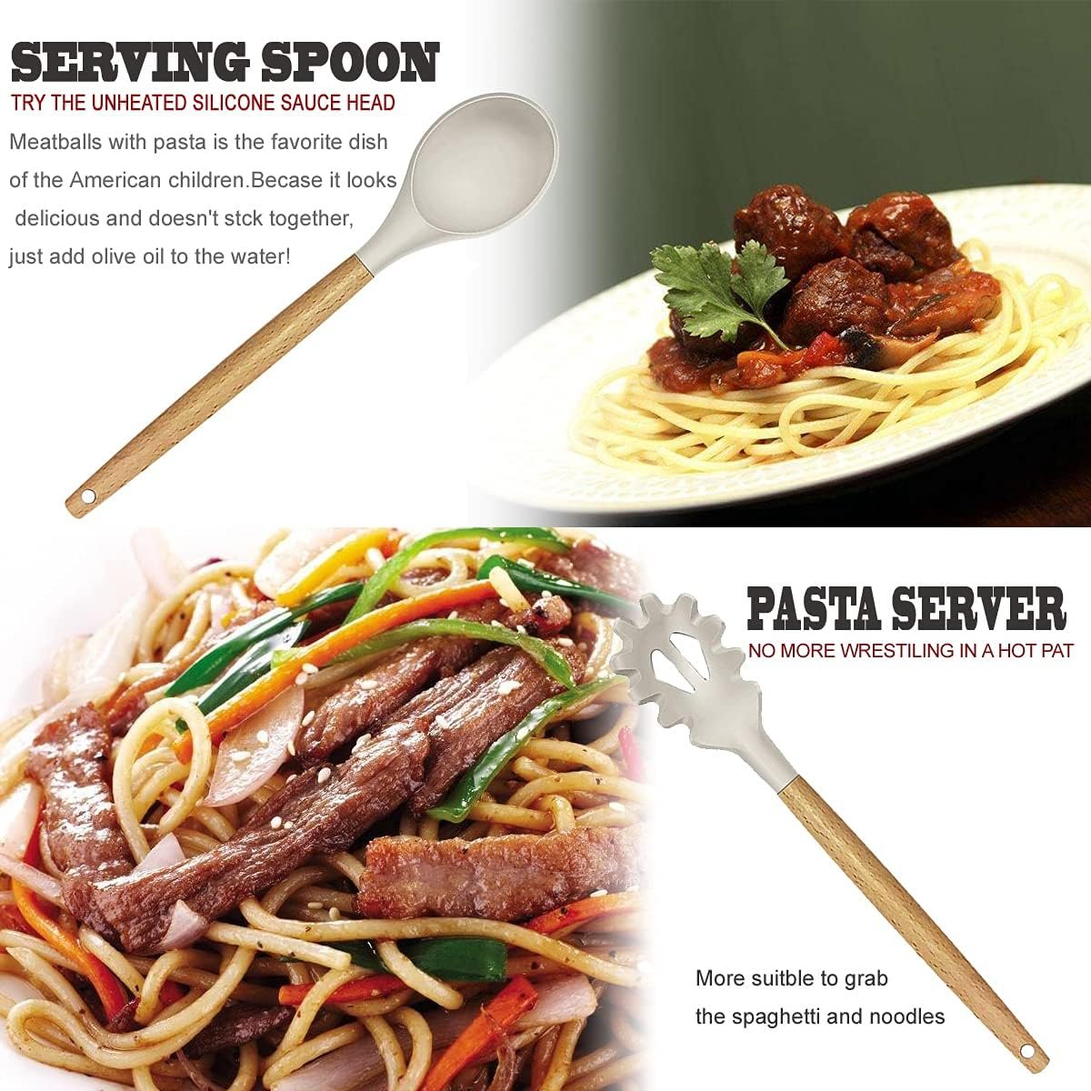 Kitchen Utensils Set- 35 PCs Cooking Utensils with Grater,Tongs, Spoon Spatula &Turner Made of Heat Resistant Food Grade Silicone and Wooden Handles Kitchen Gadgets Tools Set for Nonstick Cookware 5 Kitchen Utensils Set- 35 PCs Cooking Utensils with Grater,Tongs, Spoon Spatula &Turner Made of Heat Resistant Food Grade Silicone and Wooden Handles Kitchen Gadgets Tools Set for Nonstick Cookware - Image 5