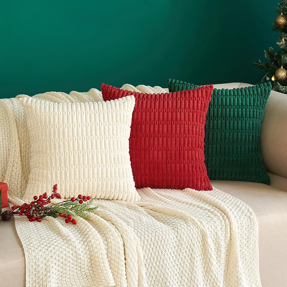 MIULEE Pack of 2 Corduroy Decorative Throw Pillow Covers 18x18 Inch Soft Boho Striped Pillow Covers Spring Modern Farmhouse Home Decor for Sofa Living Room Couch Bed Cream White 7 MIULEE Pack of 2 Corduroy Decorative Throw Pillow Covers 18x18 Inch Soft Boho Striped Pillow Covers Spring Modern Farmhouse Home Decor for Sofa Living Room Couch Bed Cream White - Image 7