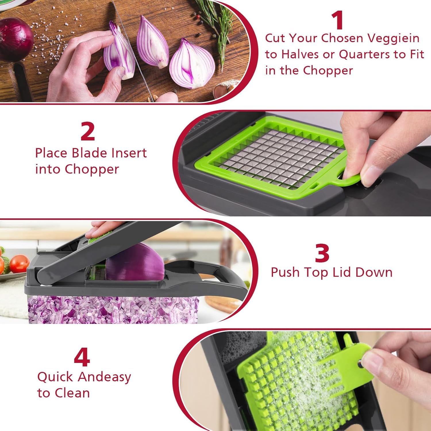 Vegetable Chopper, Pro Onion Chopper, Multifunctional 13 in 1 Food Chopper, Kitchen Vegetable Slicer Dicer Cutter,Veggie Chopper With 8 Blades,Carrot and Garlic Chopper With Container… 6 Vegetable Chopper, Pro Onion Chopper, Multifunctional 13 in 1 Food Chopper, Kitchen Vegetable Slicer Dicer Cutter,Veggie Chopper With 8 Blades,Carrot and Garlic Chopper With Container… - Image 6