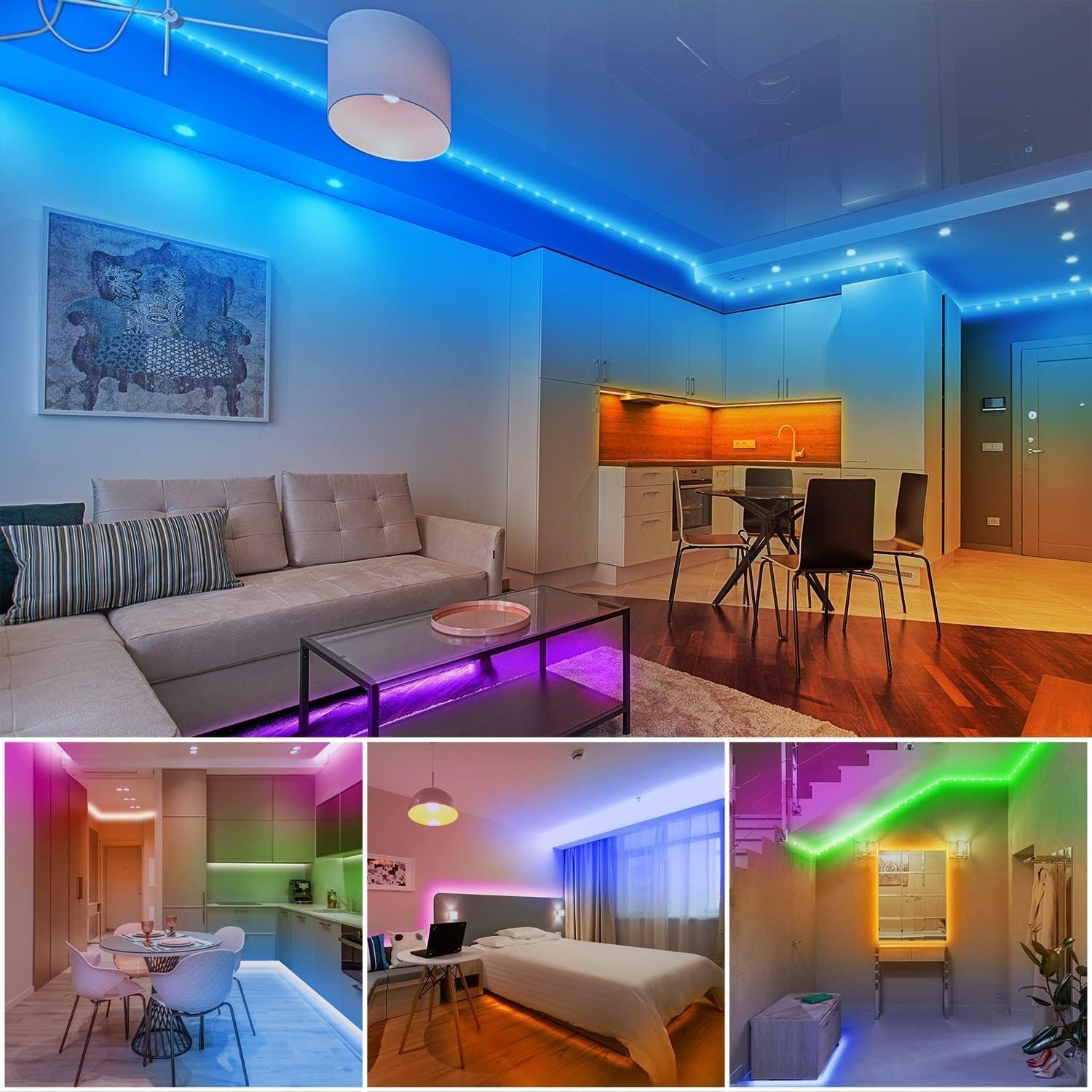 dalattin Led Lights for Bedroom 130ft(2 Rolls of 65.6ft), Led Lights with Remote&App Control, Color Changing Led Lights for Room, RGB Led Strip Lights Music Sync, Easter Home Decor, 24V Power Supply 7 dalattin Led Lights for Bedroom 130ft(2 Rolls of 65.6ft), Led Lights with Remote&App Control, Color Changing Led Lights for Room, RGB Led Strip Lights Music Sync, Easter Home Decor, 24V Power Supply - Image 7