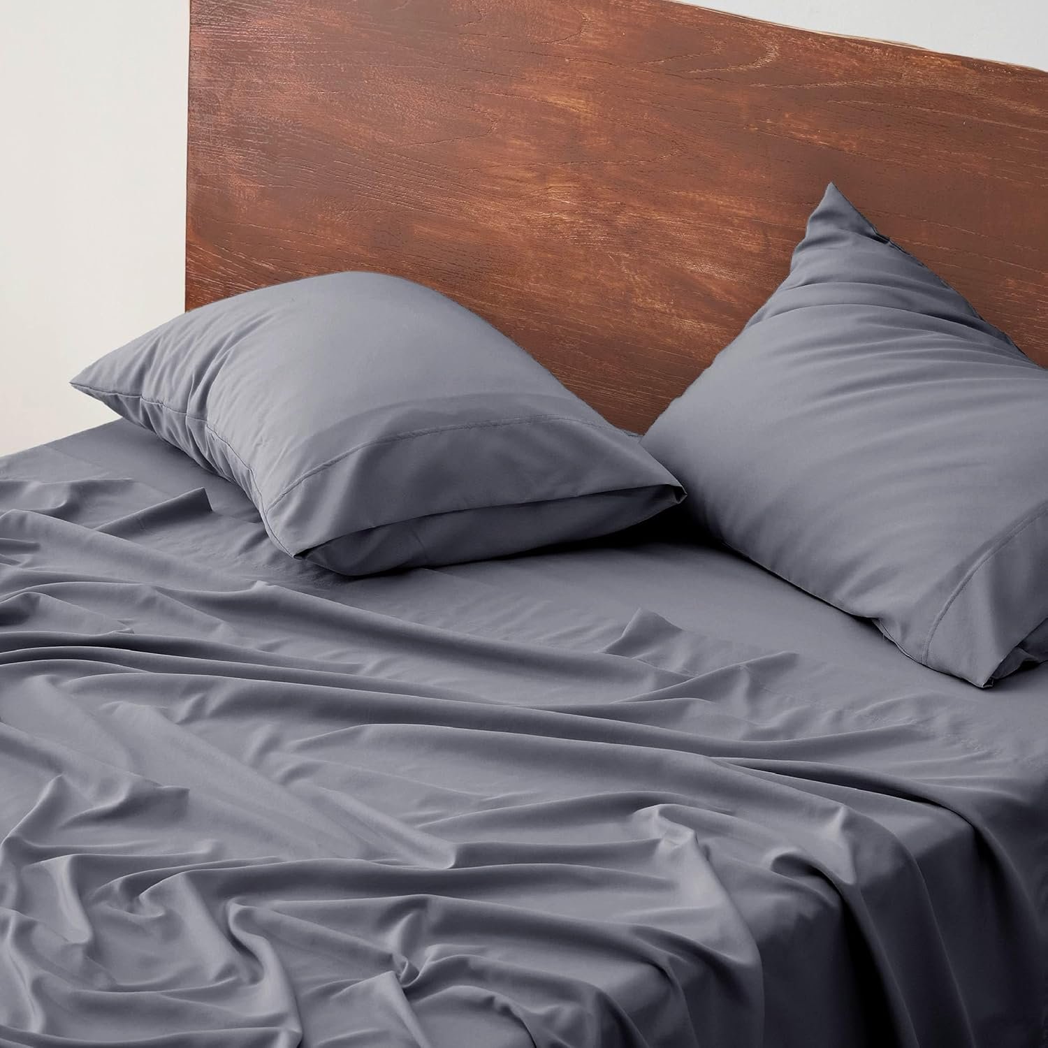 Bedsure Cooling Queen Sheet Set, Blend of Rayon Derived from Bamboo Sheets, Breathable Soft & Silky, GentleSoft™ Hotel Luxury Bedding Set, Deep Pocket Bedsheets for Hot Sleepers - Dimgray 6 Bedsure Cooling Queen Sheet Set, Blend of Rayon Derived from Bamboo Sheets, Breathable Soft & Silky, GentleSoft™ Hotel Luxury Bedding Set, Deep Pocket Bedsheets for Hot Sleepers - Dimgray - Image 6