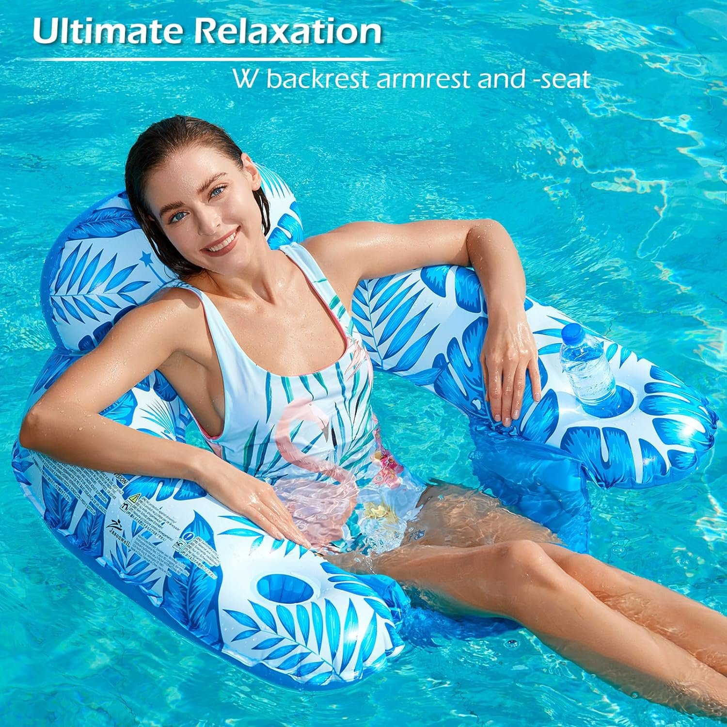 Jasonwell Inflatable Pool Float Chair - Pool Floaties Chair Floats Loungers for Swimming Pools Floating Lounger with Cup Holders Toy Party Floaties for Adults L 2 Jasonwell Inflatable Pool Float Chair - Pool Floaties Chair Floats Loungers for Swimming Pools Floating Lounger with Cup Holders Toy Party Floaties for Adults L - Image 2