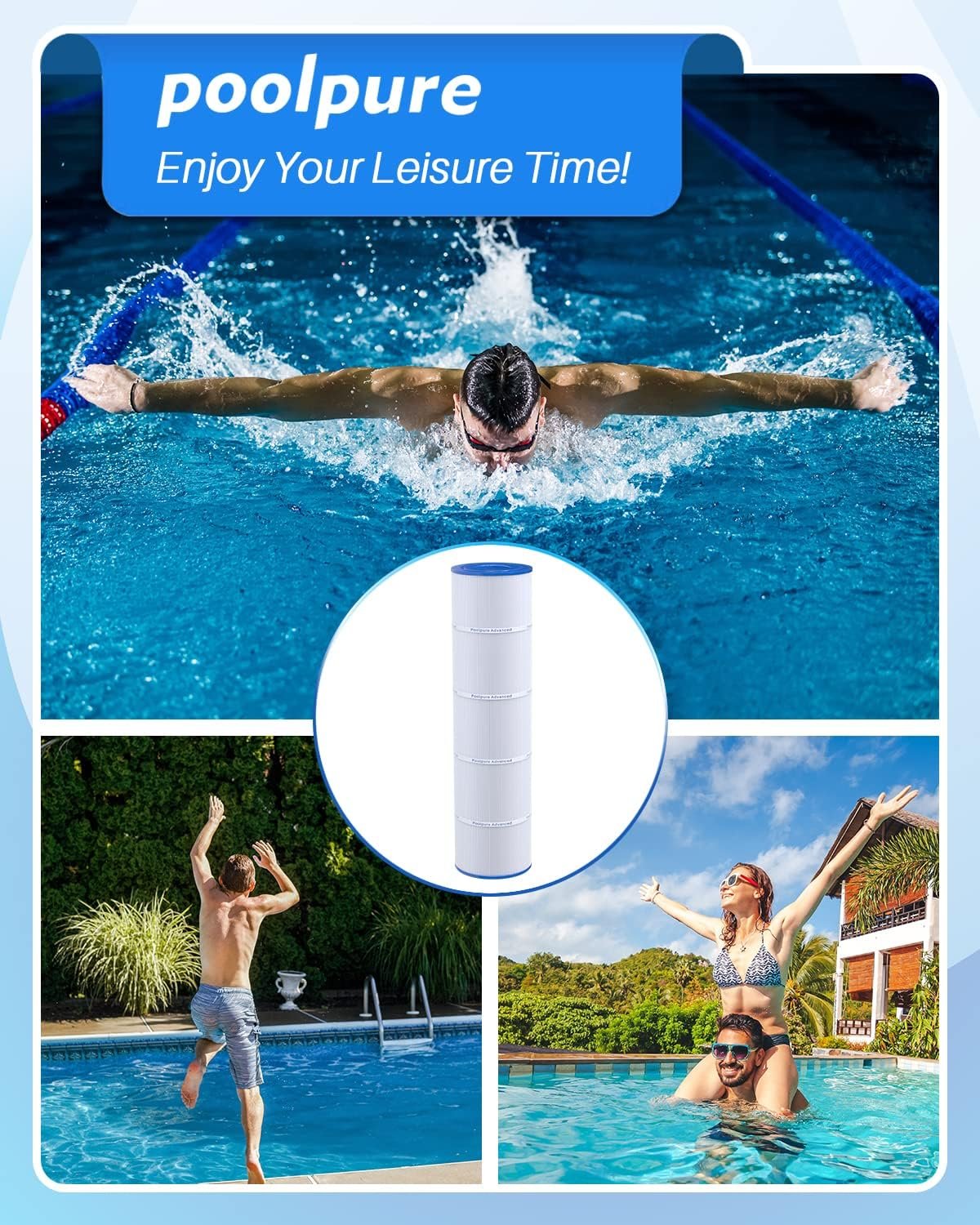 POOLPURE PCC105-PAK4 Replaces Pentair CCP420, 178584, Ultral-A6, Unicel C-7471, 817-0106, R173576, Filbur FC-1977, 570-0425-07, Pentair Clean and Clear Plus 420, L x OD: 26"x7", 4X105 sq.ft. Cartridge 7 POOLPURE PCC105-PAK4 Replaces Pentair CCP420, 178584, Ultral-A6, Unicel C-7471, 817-0106, R173576, Filbur FC-1977, 570-0425-07, Pentair Clean and Clear Plus 420, L x OD: 26"x7", 4X105 sq.ft. Cartridge - Image 7
