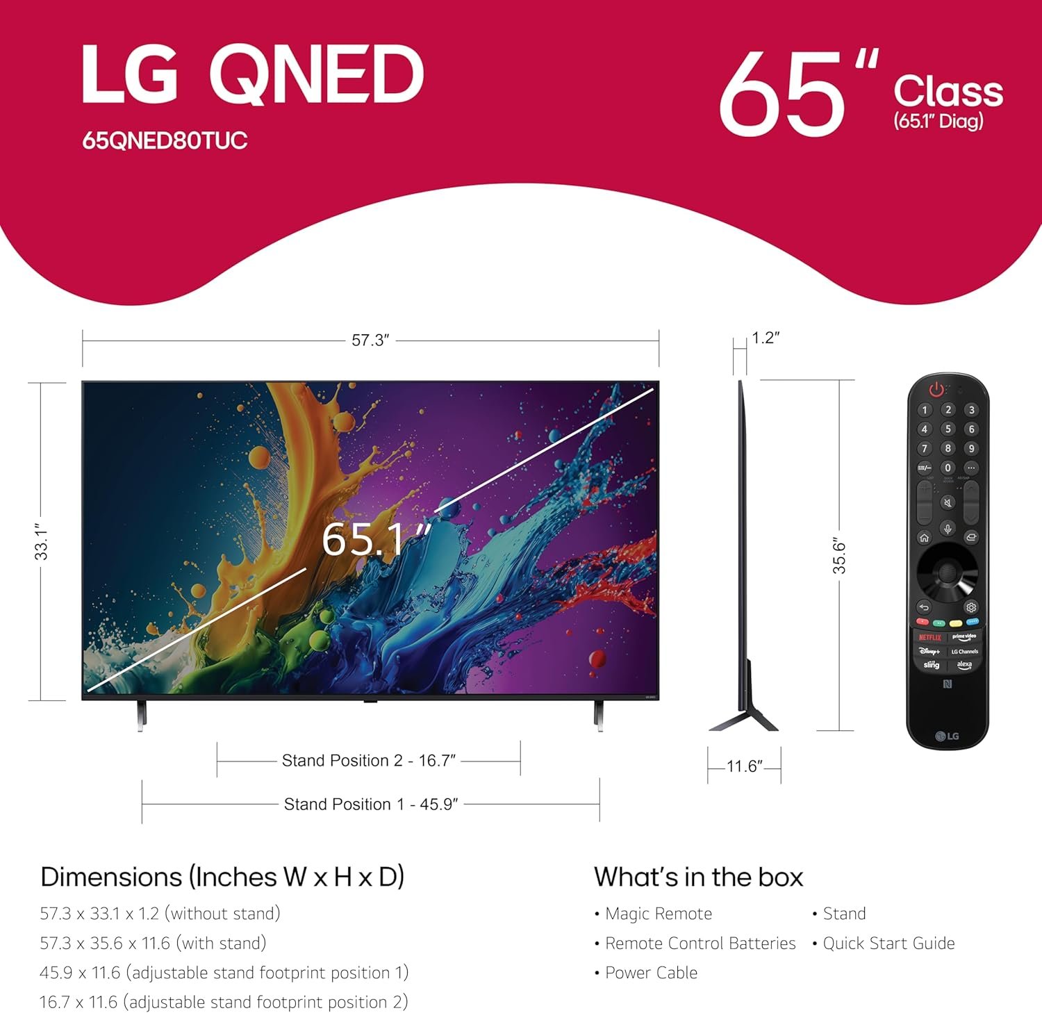 LG 65-Inch Class QNED80T Series LED Smart TV 4K Processor Flat Screen with Magic Remote AI-Powered with Alexa Built-in (65QNED80TUC, 2024) 2 LG 65-Inch Class QNED80T Series LED Smart TV 4K Processor Flat Screen with Magic Remote AI-Powered with Alexa Built-in (65QNED80TUC, 2024) - Image 2