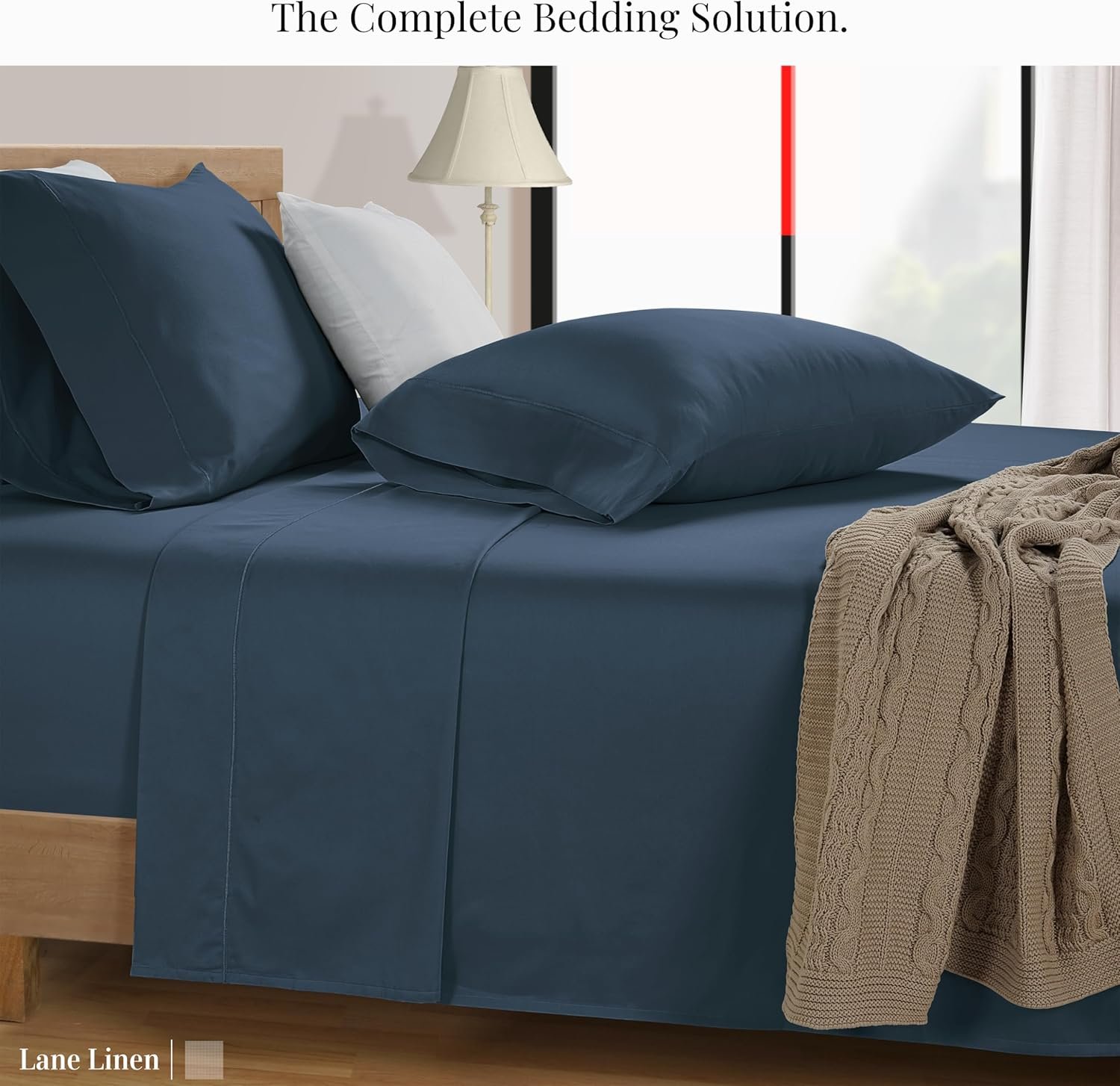 600 TC Queen Size Sheets Set - 100% Cotton Sheets Queen Size, Ultra Soft Fully Elasticized, Mercerized Cotton, Sateen Weave Soft & Comfy, Luxury Hotel Style Thick Sheets Queen Size - Dark Denim 4 600 TC Queen Size Sheets Set - 100% Cotton Sheets Queen Size, Ultra Soft Fully Elasticized, Mercerized Cotton, Sateen Weave Soft & Comfy, Luxury Hotel Style Thick Sheets Queen Size - Dark Denim - Image 4