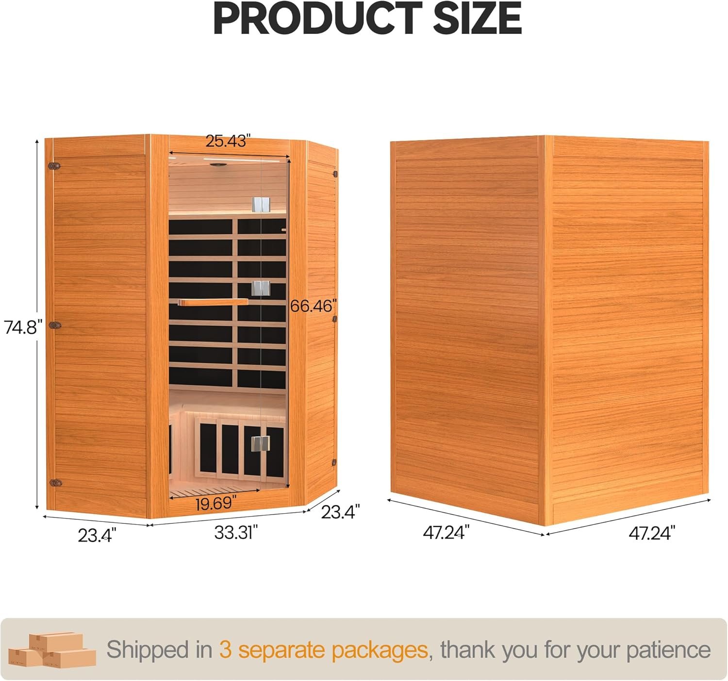Far Infrared Wooden Sauna, 2-3 Person Indoor Wooden with 2 Bluetooth Speakers & 7 Color Lights & 7 Heating Panel, 2100W Canadian Hemlock Dry Sauna for Home,Intelligent Control Panel 2 Far Infrared Wooden Sauna, 2-3 Person Indoor Wooden with 2 Bluetooth Speakers & 7 Color Lights & 7 Heating Panel, 2100W Canadian Hemlock Dry Sauna for Home,Intelligent Control Panel - Image 2