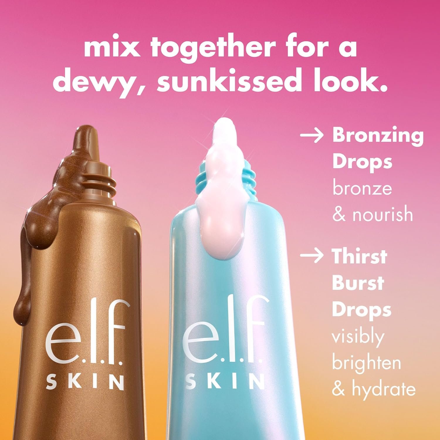 e.l.f. SKIN The Hottest Drops Duo, Holy Hydration! Thirst Burst Drops & Bronzing Drops Skincare Set, For A Dewy, Sun-Kissed Look, Vegan & Cruelty-Free 2 e.l.f. SKIN The Hottest Drops Duo, Holy Hydration! Thirst Burst Drops & Bronzing Drops Skincare Set, For A Dewy, Sun-Kissed Look, Vegan & Cruelty-Free - Image 2