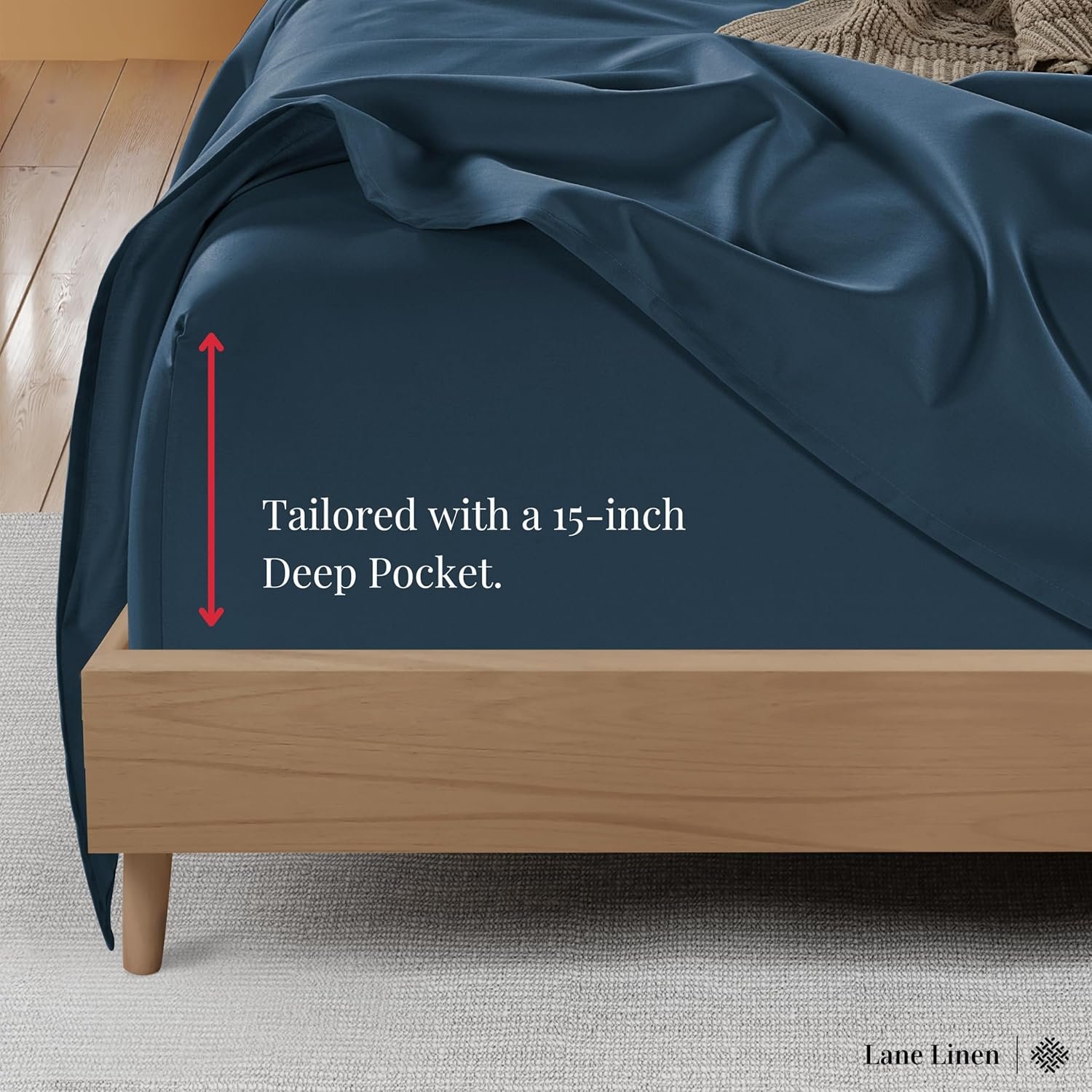 600 TC Queen Size Sheets Set - 100% Cotton Sheets Queen Size, Ultra Soft Fully Elasticized, Mercerized Cotton, Sateen Weave Soft & Comfy, Luxury Hotel Style Thick Sheets Queen Size - Dark Denim 7 600 TC Queen Size Sheets Set - 100% Cotton Sheets Queen Size, Ultra Soft Fully Elasticized, Mercerized Cotton, Sateen Weave Soft & Comfy, Luxury Hotel Style Thick Sheets Queen Size - Dark Denim - Image 7