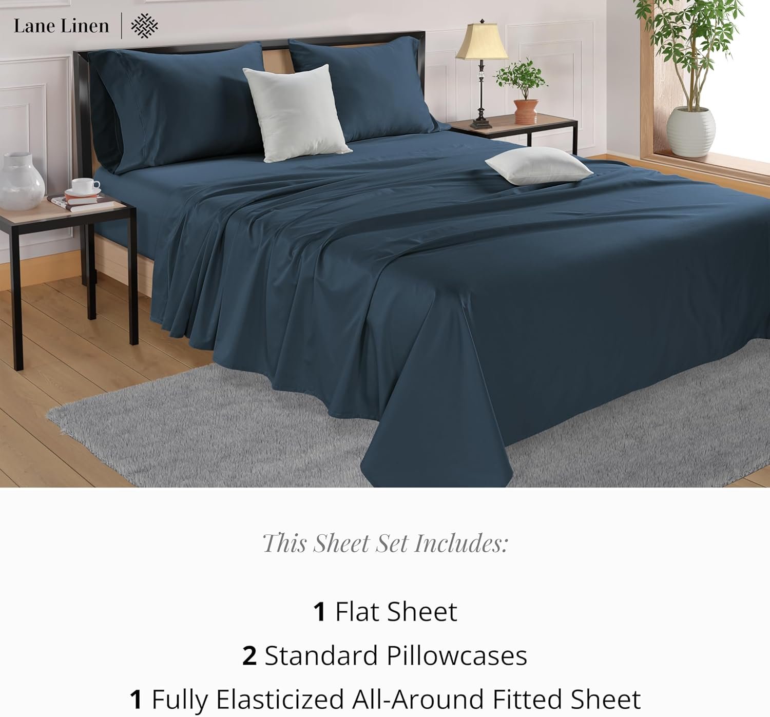 600 TC Queen Size Sheets Set - 100% Cotton Sheets Queen Size, Ultra Soft Fully Elasticized, Mercerized Cotton, Sateen Weave Soft & Comfy, Luxury Hotel Style Thick Sheets Queen Size - Dark Denim 3 600 TC Queen Size Sheets Set - 100% Cotton Sheets Queen Size, Ultra Soft Fully Elasticized, Mercerized Cotton, Sateen Weave Soft & Comfy, Luxury Hotel Style Thick Sheets Queen Size - Dark Denim - Image 3