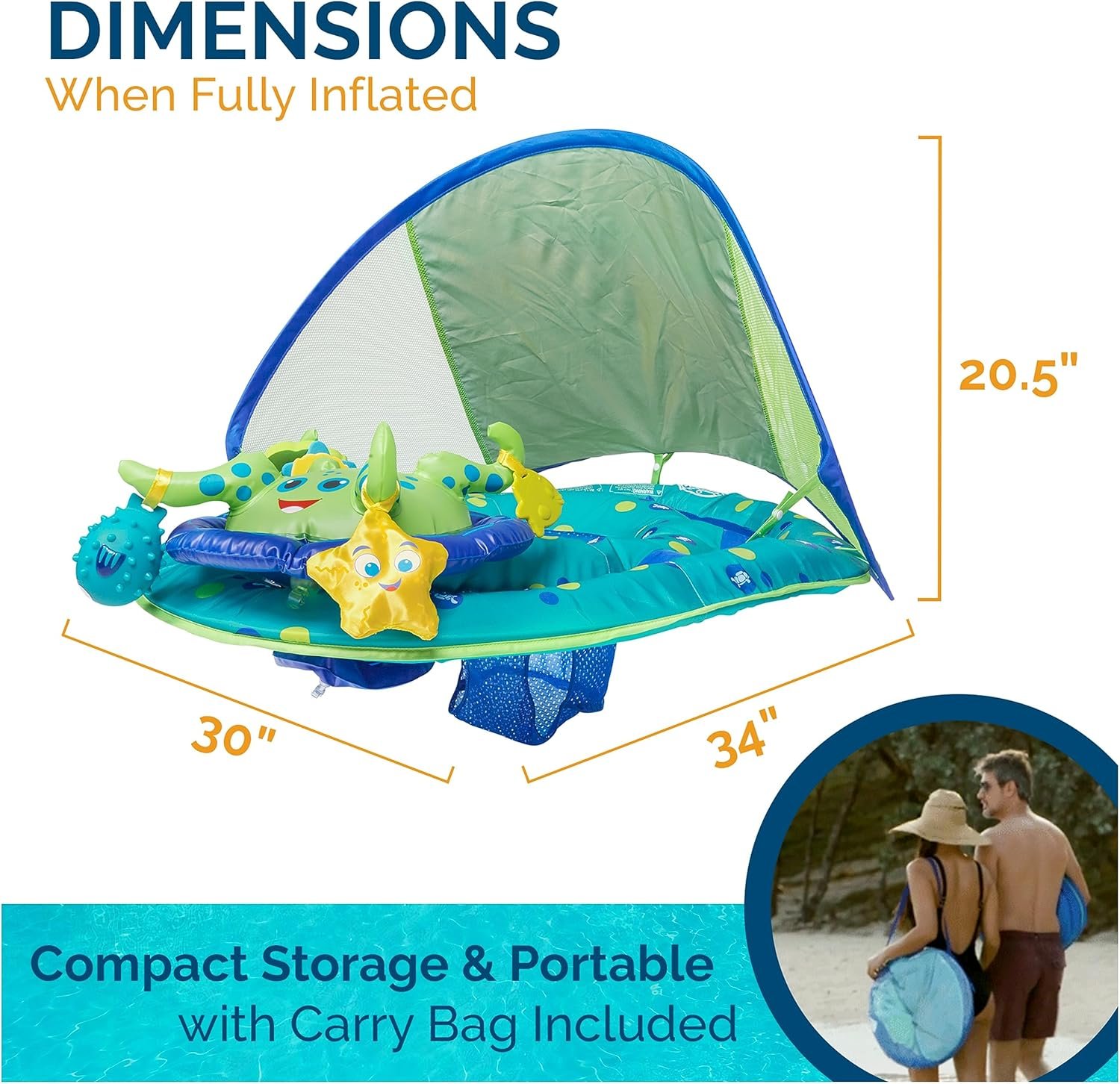 SwimWays Baby Spring Float Activity Center, Baby Pool Float with Canopy & UPF Protection, Pool Toys & Swimming Pool Accessories for Kids 9-24 Months, Green Octopus 8 SwimWays Baby Spring Float Activity Center, Baby Pool Float with Canopy & UPF Protection, Pool Toys & Swimming Pool Accessories for Kids 9-24 Months, Green Octopus - Image 8