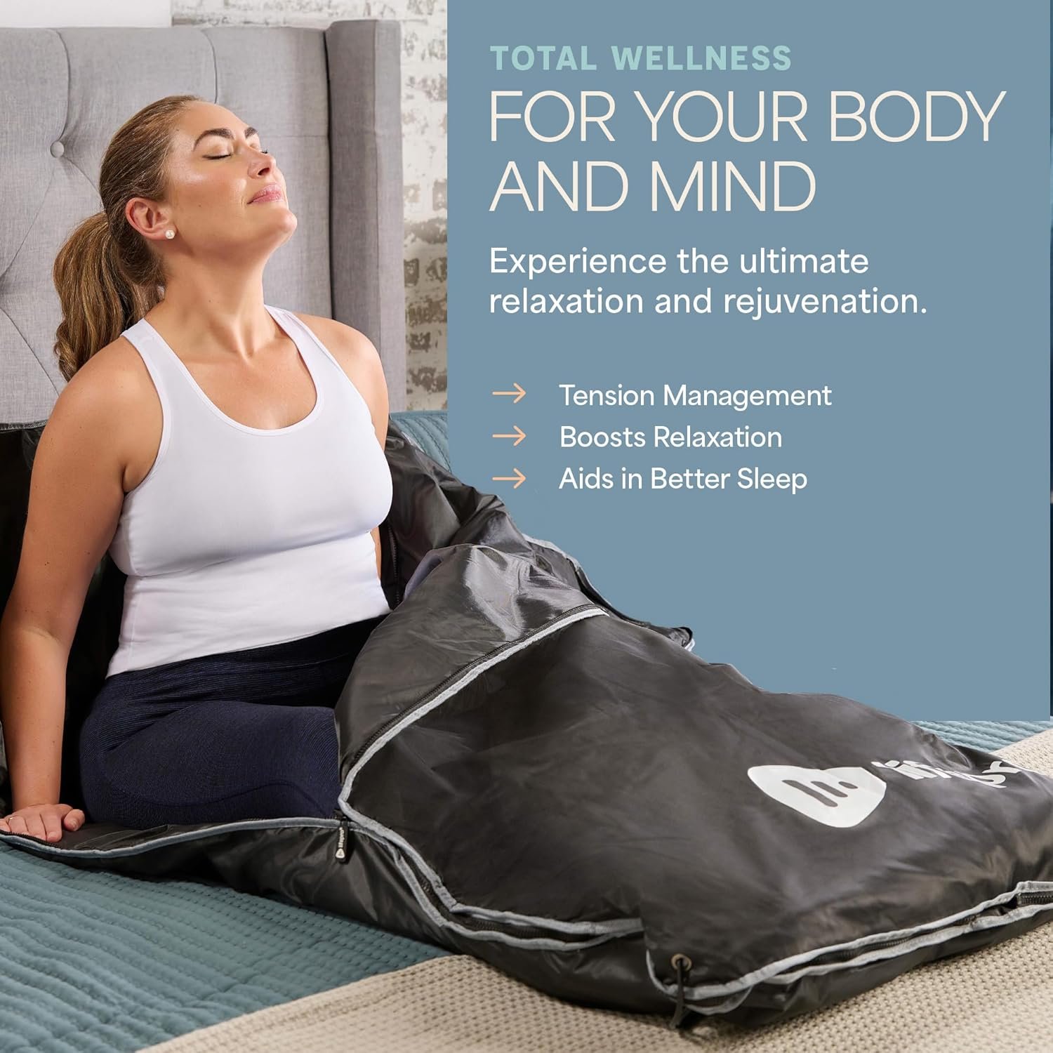 Lifepro BioRemedy Infrared Sauna Blanket - Portable Far Infrared Home Sauna for Detox, Tension, and Relaxation - Adjustable Temperature (86-158°F) - Includes Carry Bag & Detox Wraps 3 Lifepro BioRemedy Infrared Sauna Blanket - Portable Far Infrared Home Sauna for Detox, Tension, and Relaxation - Adjustable Temperature (86-158°F) - Includes Carry Bag & Detox Wraps - Image 3