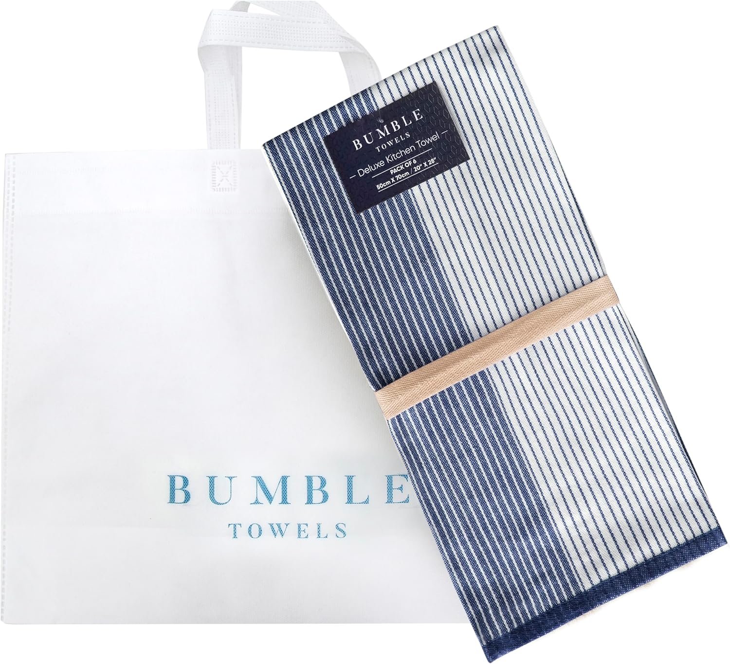 Premium Kitchen Dish Hand Towels (20”x 28”, 6 Pack) | Large,Cotton Flat & Terry Highly Absorbent Tea Towels Set with Hanging Loop | Navy Blue 5 Premium Kitchen Dish Hand Towels (20”x 28”, 6 Pack) | Large,Cotton Flat & Terry Highly Absorbent Tea Towels Set with Hanging Loop | Navy Blue - Image 5