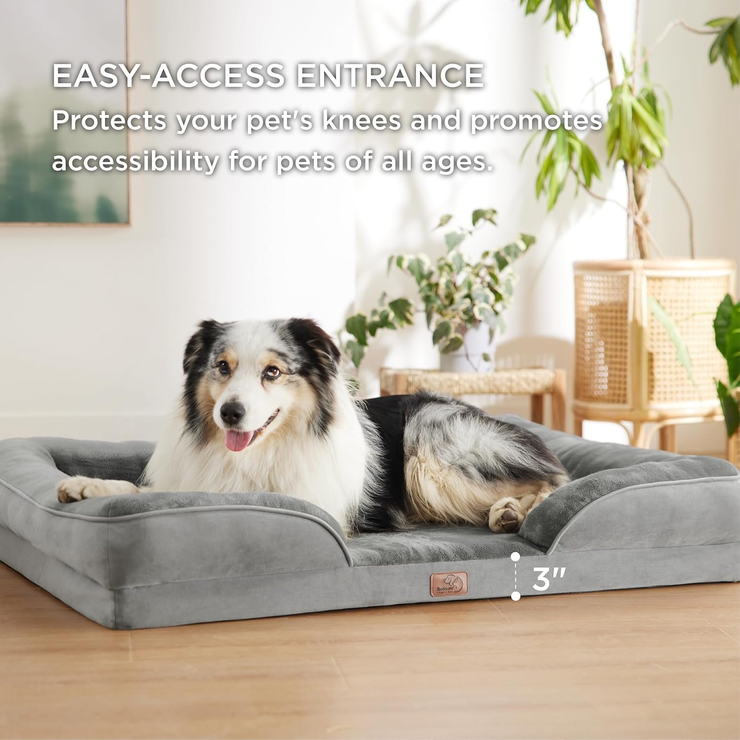 Bedsure Orthopedic Dog Bed for Extra Large Dogs - XL Washable Dog Sofa Beds Large, Supportive Foam Pet Couch Bed with Removable Washable Cover, Waterproof Lining and Nonskid Bottom, Grey 8 Bedsure Orthopedic Dog Bed for Extra Large Dogs - XL Washable Dog Sofa Beds Large, Supportive Foam Pet Couch Bed with Removable Washable Cover, Waterproof Lining and Nonskid Bottom, Grey - Image 8