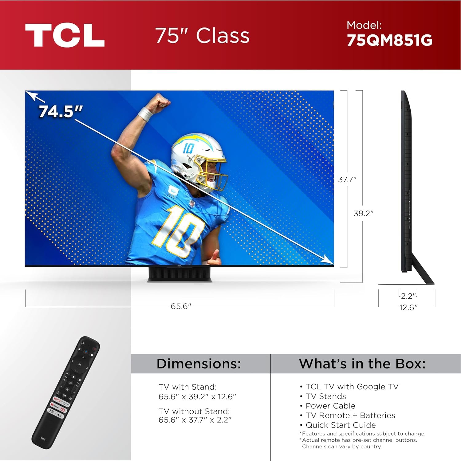 TCL 75-Inch QM85 QLED 4K Smart QD-Mini LED TV with Google TV (75QM851G, 2024 Model) Dolby Vision IQ HDR, Dolby Atmos, Game Accelerator up to 240Hz, Voice Remote, Works with Alexa, Streaming Television 3 TCL 75-Inch QM85 QLED 4K Smart QD-Mini LED TV with Google TV (75QM851G, 2024 Model) Dolby Vision IQ HDR, Dolby Atmos, Game Accelerator up to 240Hz, Voice Remote, Works with Alexa, Streaming Television - Image 3