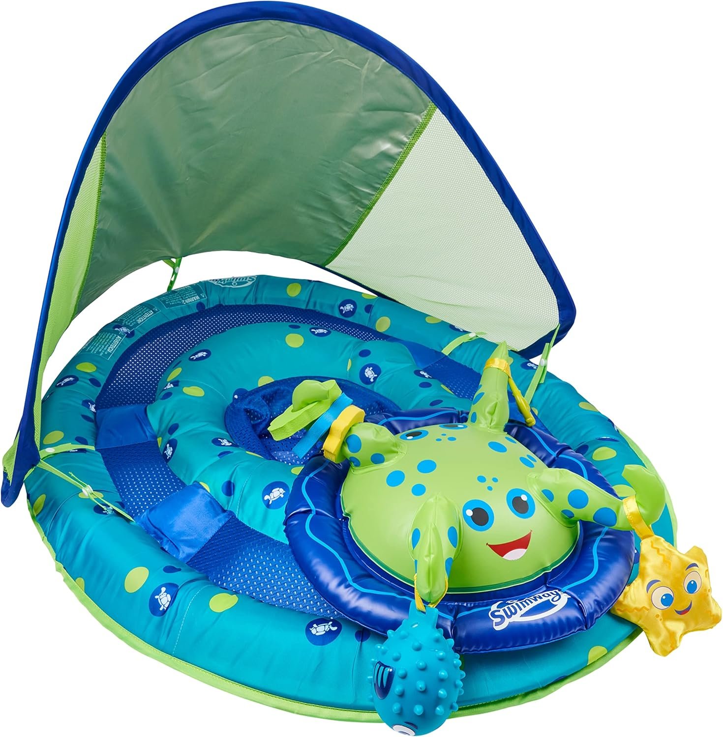 SwimWays Baby Spring Float Activity Center, Baby Pool Float with Canopy & UPF Protection, Pool Toys & Swimming Pool Accessories for Kids 9-24 Months, Green Octopus 4 SwimWays Baby Spring Float Activity Center, Baby Pool Float with Canopy & UPF Protection, Pool Toys & Swimming Pool Accessories for Kids 9-24 Months, Green Octopus - Image 4