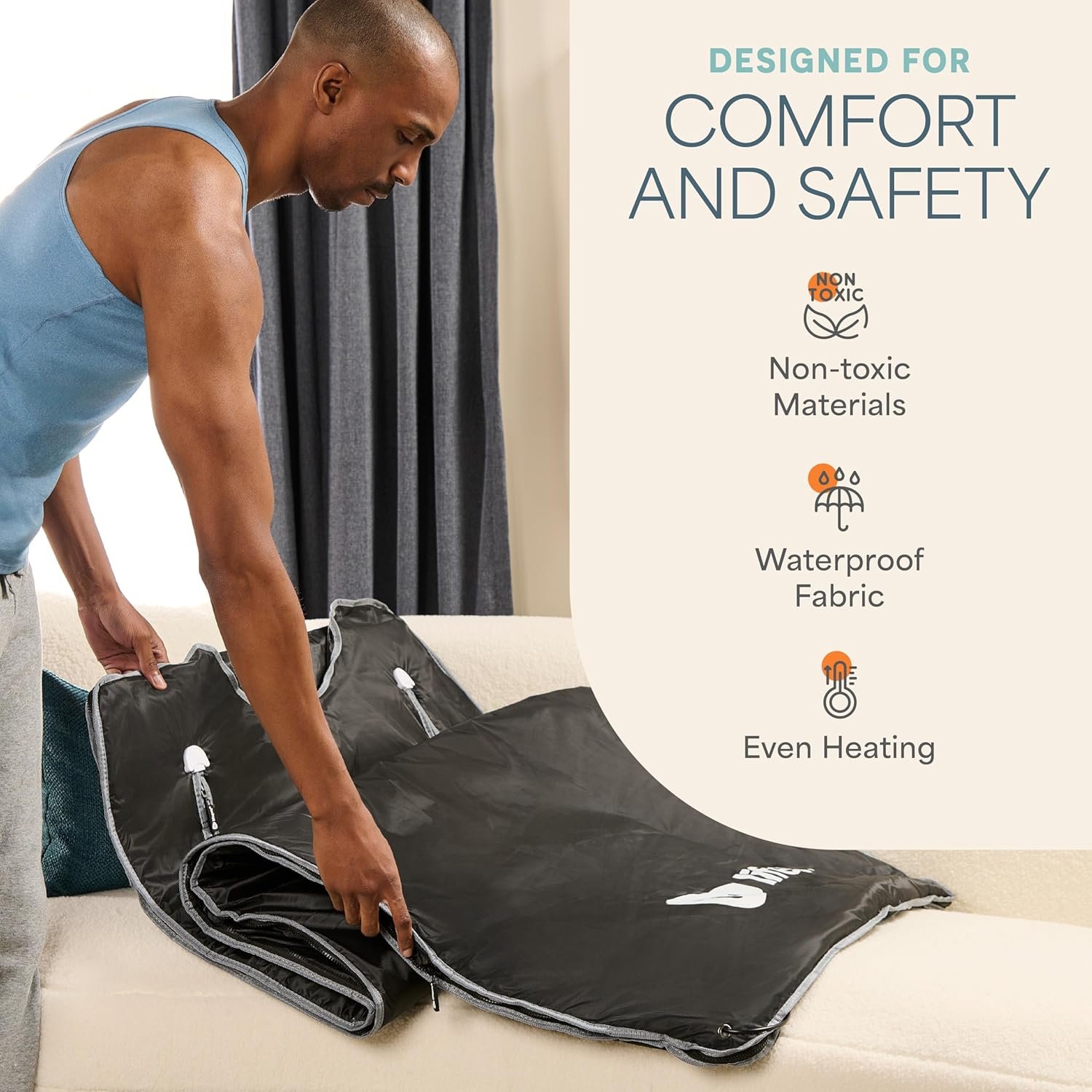 Lifepro BioRemedy Infrared Sauna Blanket - Portable Far Infrared Home Sauna for Detox, Tension, and Relaxation - Adjustable Temperature (86-158°F) - Includes Carry Bag & Detox Wraps 6 Lifepro BioRemedy Infrared Sauna Blanket - Portable Far Infrared Home Sauna for Detox, Tension, and Relaxation - Adjustable Temperature (86-158°F) - Includes Carry Bag & Detox Wraps - Image 6
