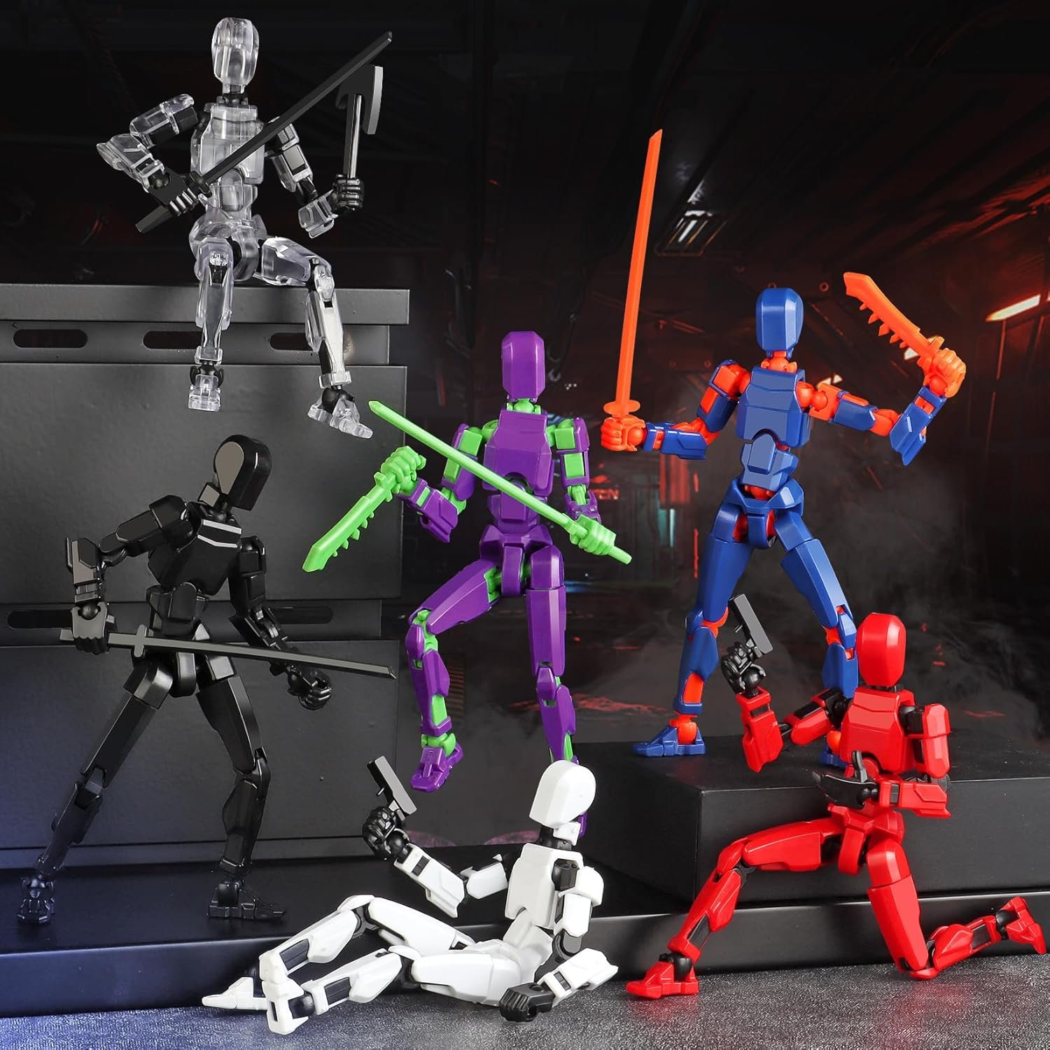 T13 Action Figure Set, 6PCS T 13 Robot Action Figure Titan 13 3D Printed Toys Articulated, for Modeling Enthusiasts Etc Birthday Gifts & Children's Day Gifts for Kids 5-8 Years Old（Assembly Required）