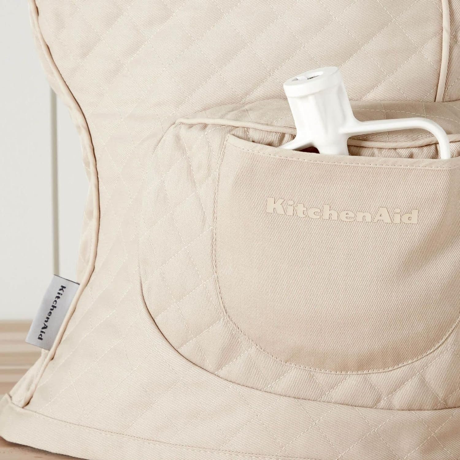 KITCHENAID Fitted Tilt-Head Stand Mixer Cover with Storage Pocket, Quilted 100% Cotton,14.4"x18"x10", Milkshake 3 KITCHENAID Fitted Tilt-Head Stand Mixer Cover with Storage Pocket, Quilted 100% Cotton,14.4"x18"x10", Milkshake - Image 3