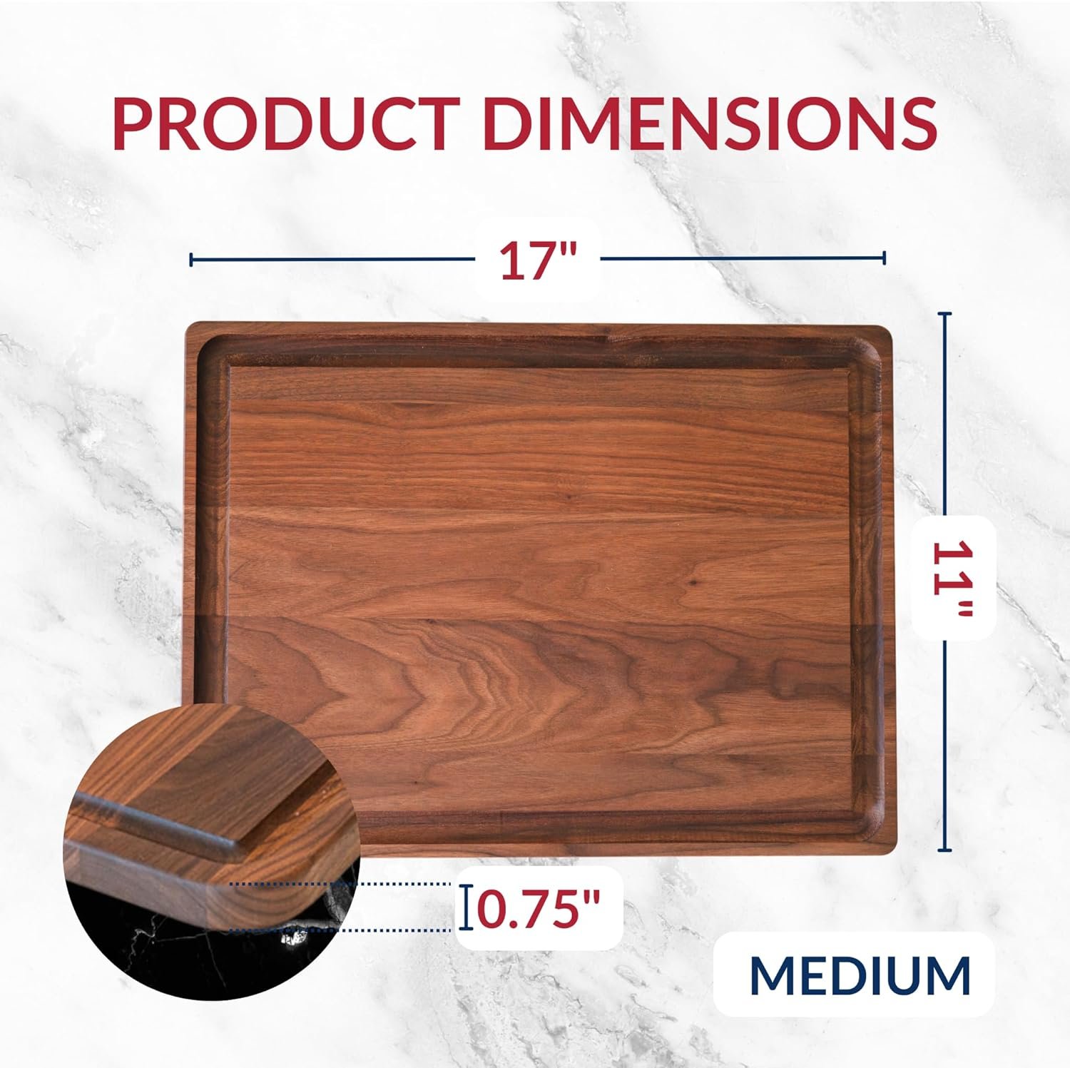 Made in USA Black Walnut Wood Cutting Board by Virginia Boys Kitchens - Butcher Block Wooden Carving Board with Juice Well made from Sustainable Hardwood (17x11) 7 Made in USA Black Walnut Wood Cutting Board by Virginia Boys Kitchens - Butcher Block Wooden Carving Board with Juice Well made from Sustainable Hardwood (17x11) - Image 7