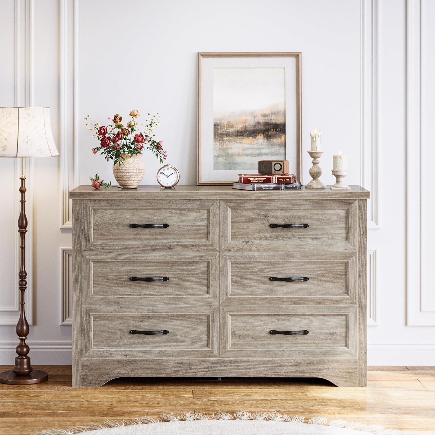 LIKIMIO Dresser for Bedroom, Modern 6 Drawer Double Dresser for Bedroom with Black Handle, Wide Wood Dressers & Chests of Drawers, 6 Drawer Dressers for Hallway, Gray 8 LIKIMIO Dresser for Bedroom, Modern 6 Drawer Double Dresser for Bedroom with Black Handle, Wide Wood Dressers & Chests of Drawers, 6 Drawer Dressers for Hallway, Gray - Image 8