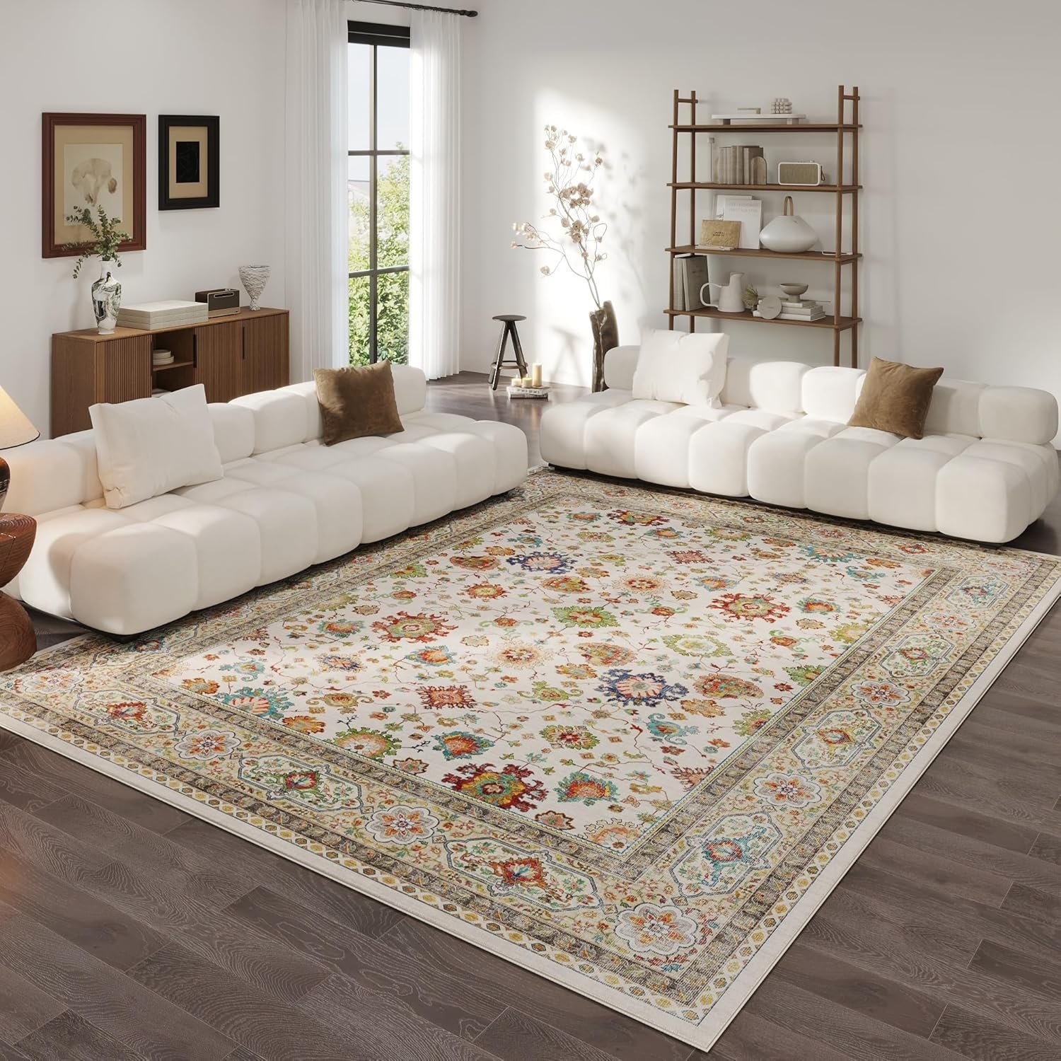 Area Rug 8x10 for Living Room, Bedroom, Farmhouse, Dining Room, Kids Playroom - Clearance, Washable, Boho, Non Slip, Vintage, Low Pile, Large - Colorful