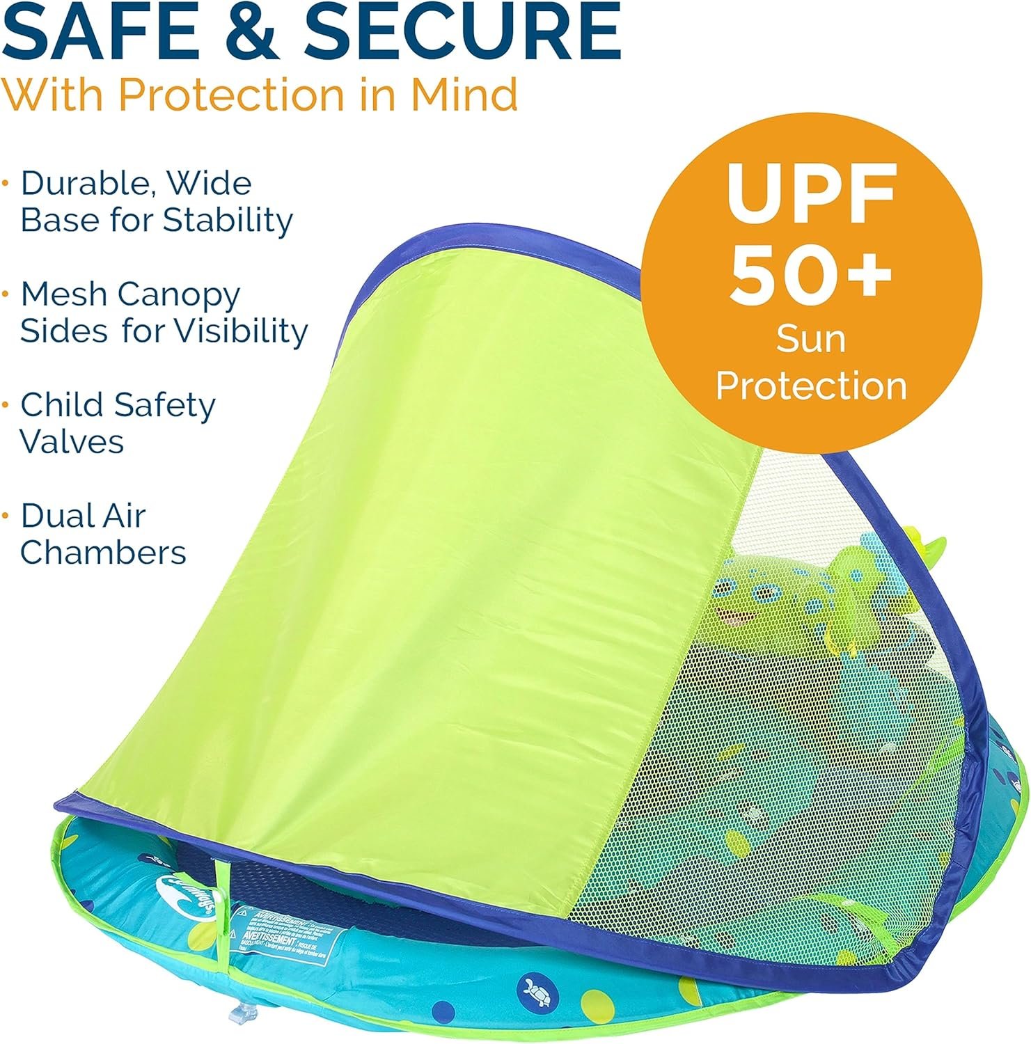 SwimWays Baby Spring Float Activity Center, Baby Pool Float with Canopy & UPF Protection, Pool Toys & Swimming Pool Accessories for Kids 9-24 Months, Green Octopus 6 SwimWays Baby Spring Float Activity Center, Baby Pool Float with Canopy & UPF Protection, Pool Toys & Swimming Pool Accessories for Kids 9-24 Months, Green Octopus - Image 6