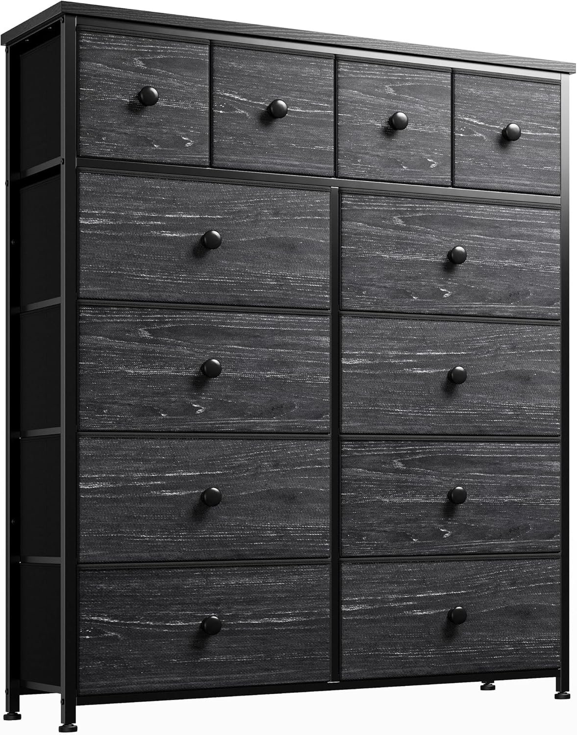 EnHomee Black Dresser for Bedroom with 12 Drawers Dressers & Chests of Drawers for Bedroom, Fabric Storage Dresser,11.9" D x 40.7" W x 43.8" H